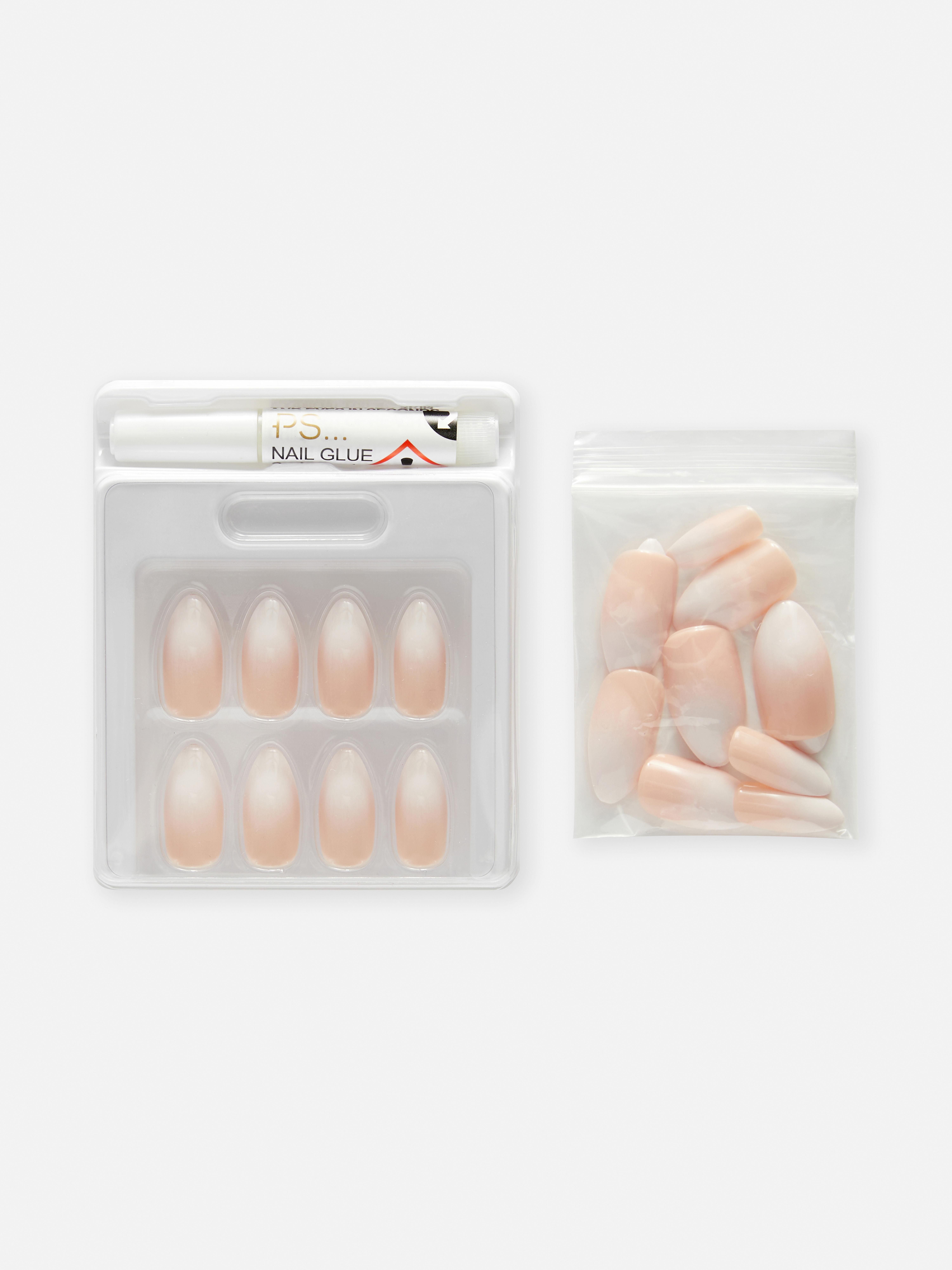 PS... Pointed French Glossy False Nails