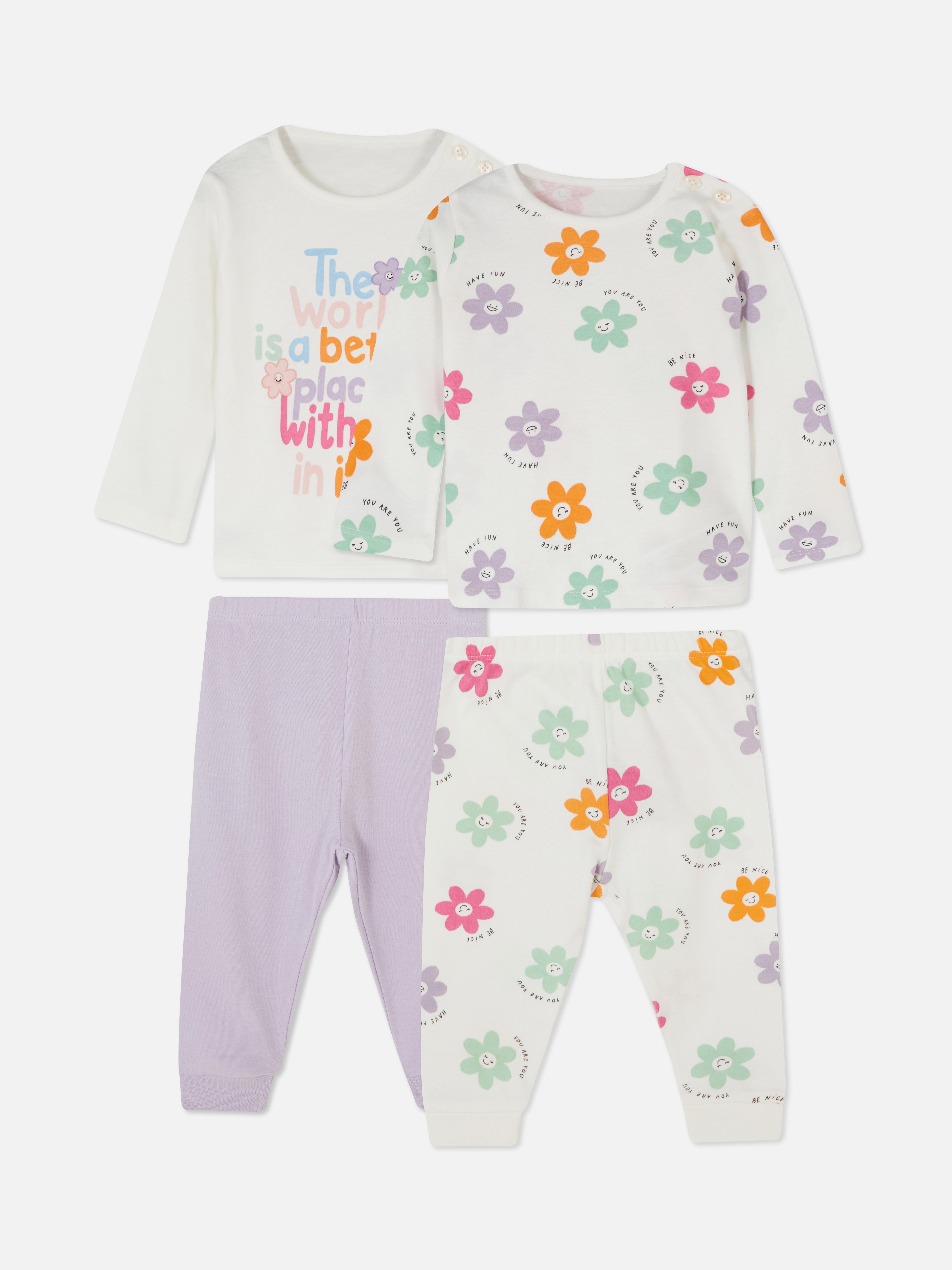 2pk Floral Jersey Pyjama Set