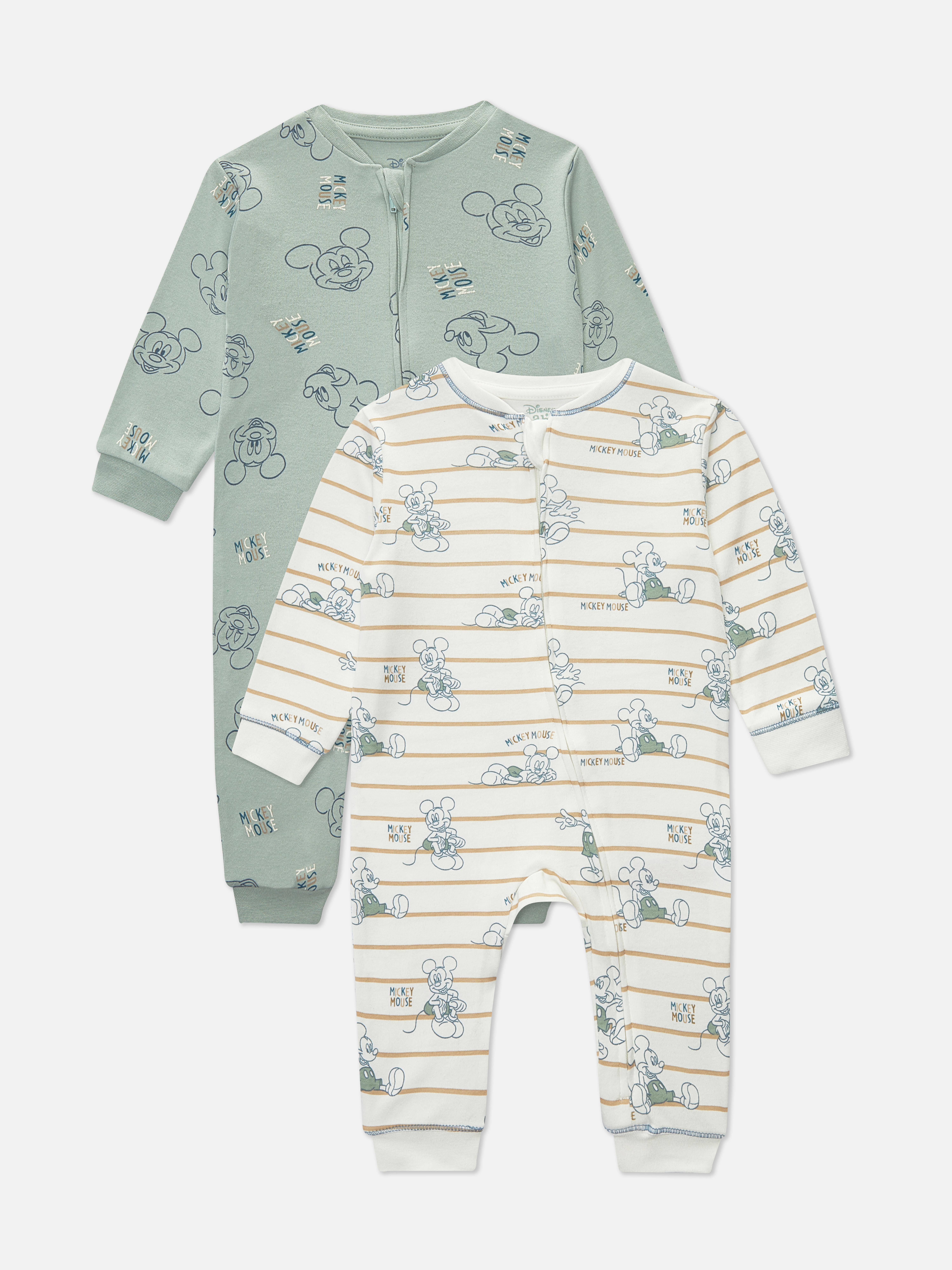 2pk Disney’s Mickey Mouse Zip-up Sleepsuits Teal