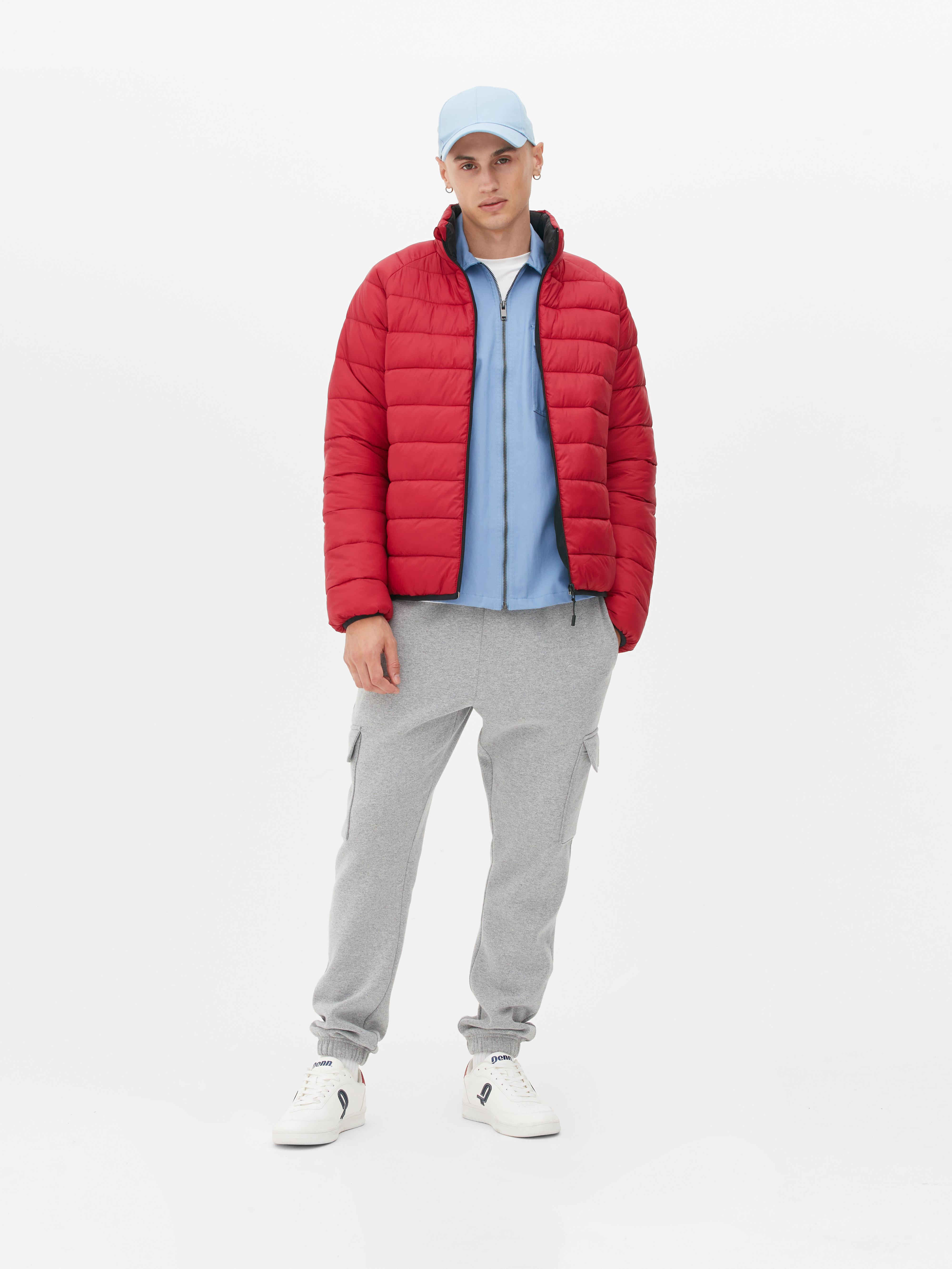 Funnel Quilted Jacket Red