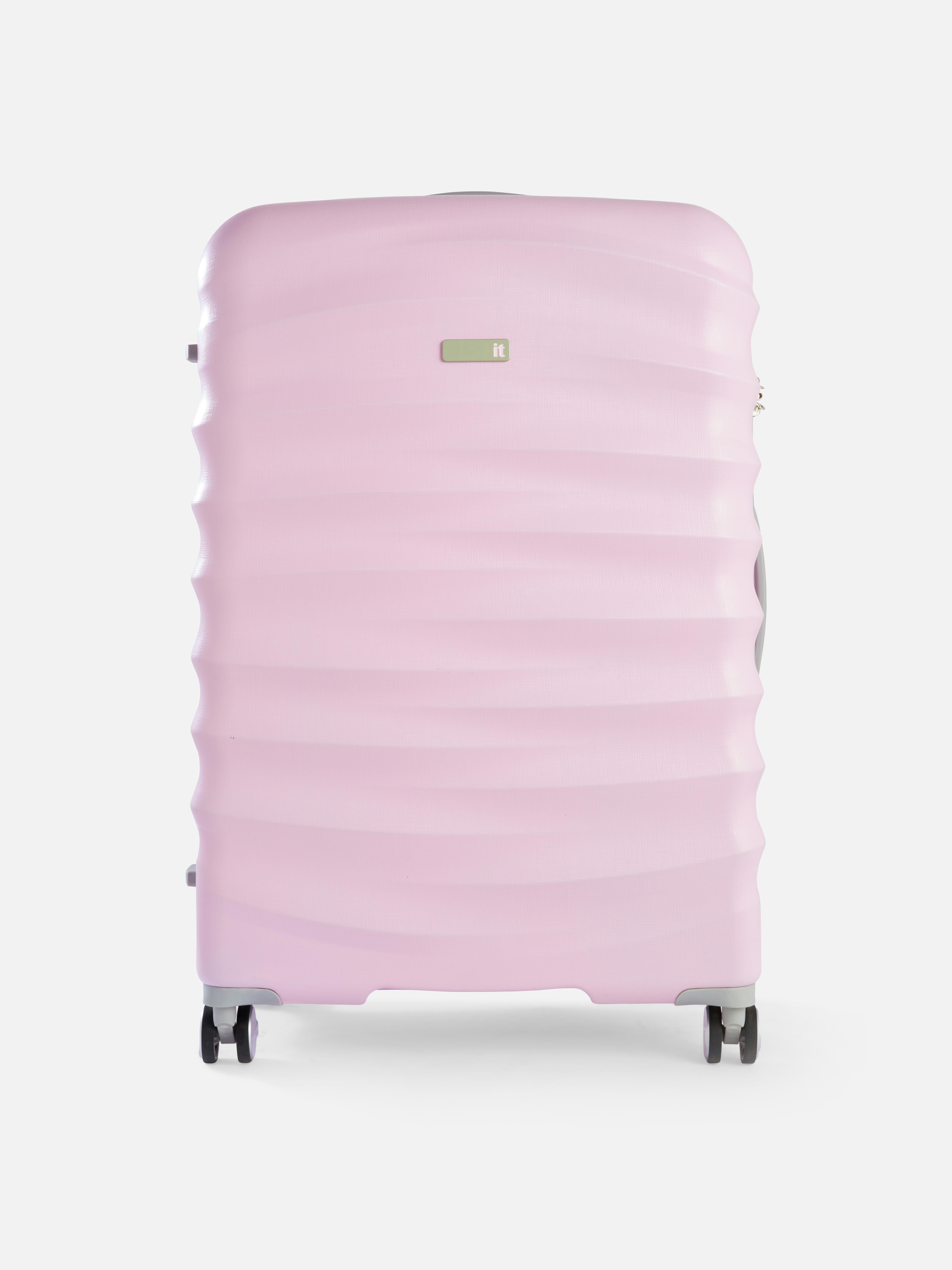 Textured Hard Shell Travel Suitcase Pink