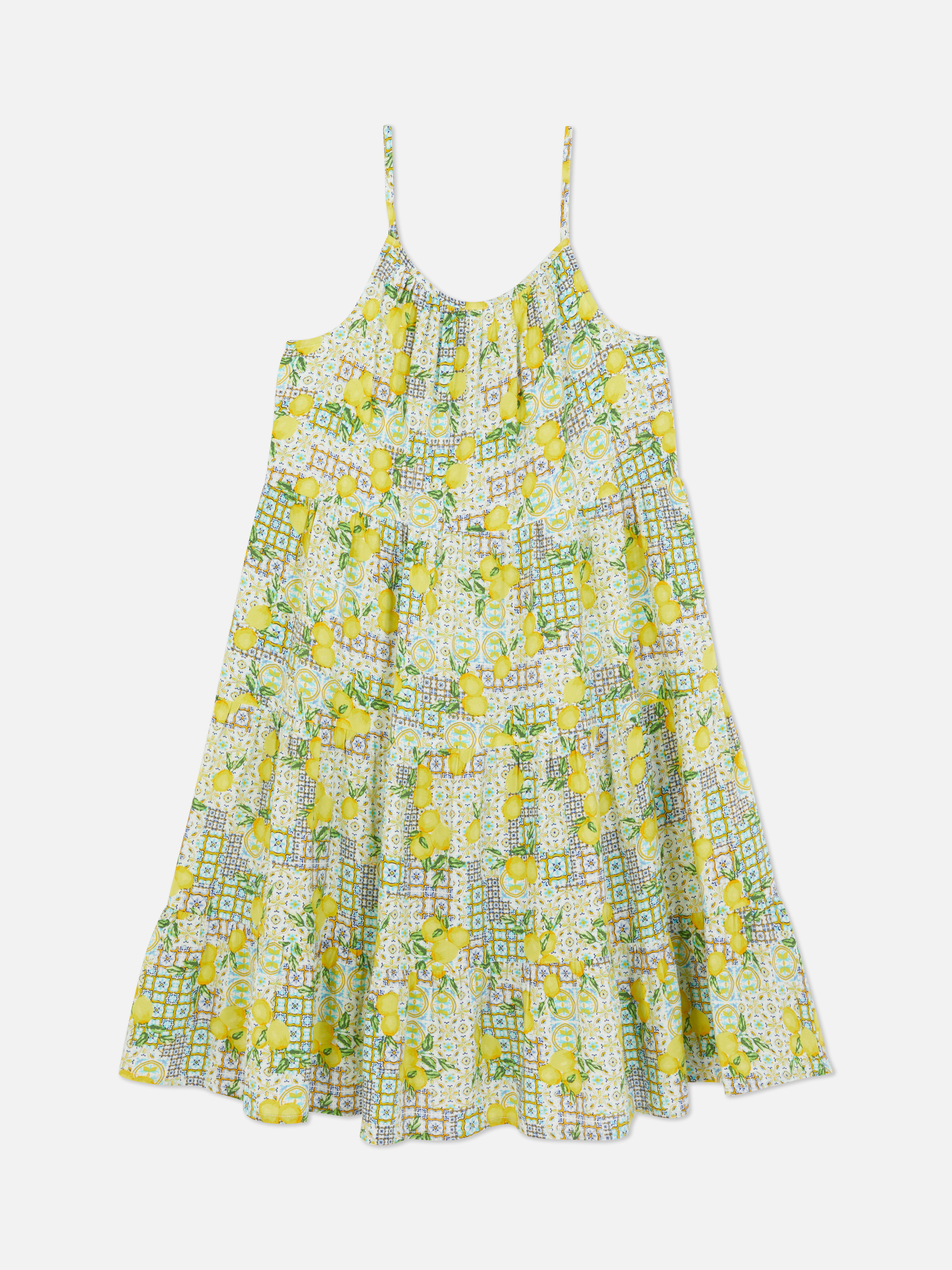 Lemon Print Tier Dress