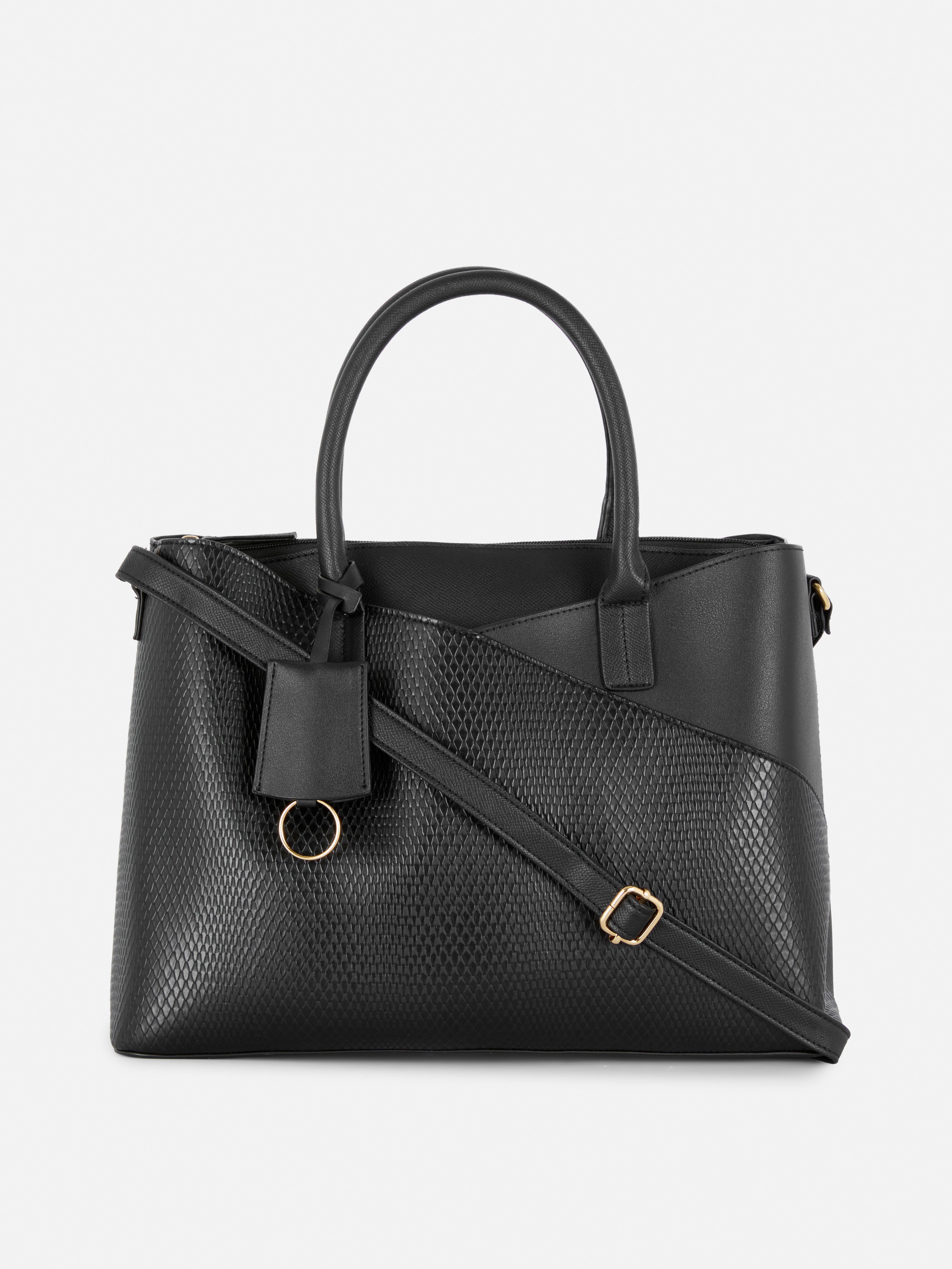 Textured Faux Leather Tote Bag