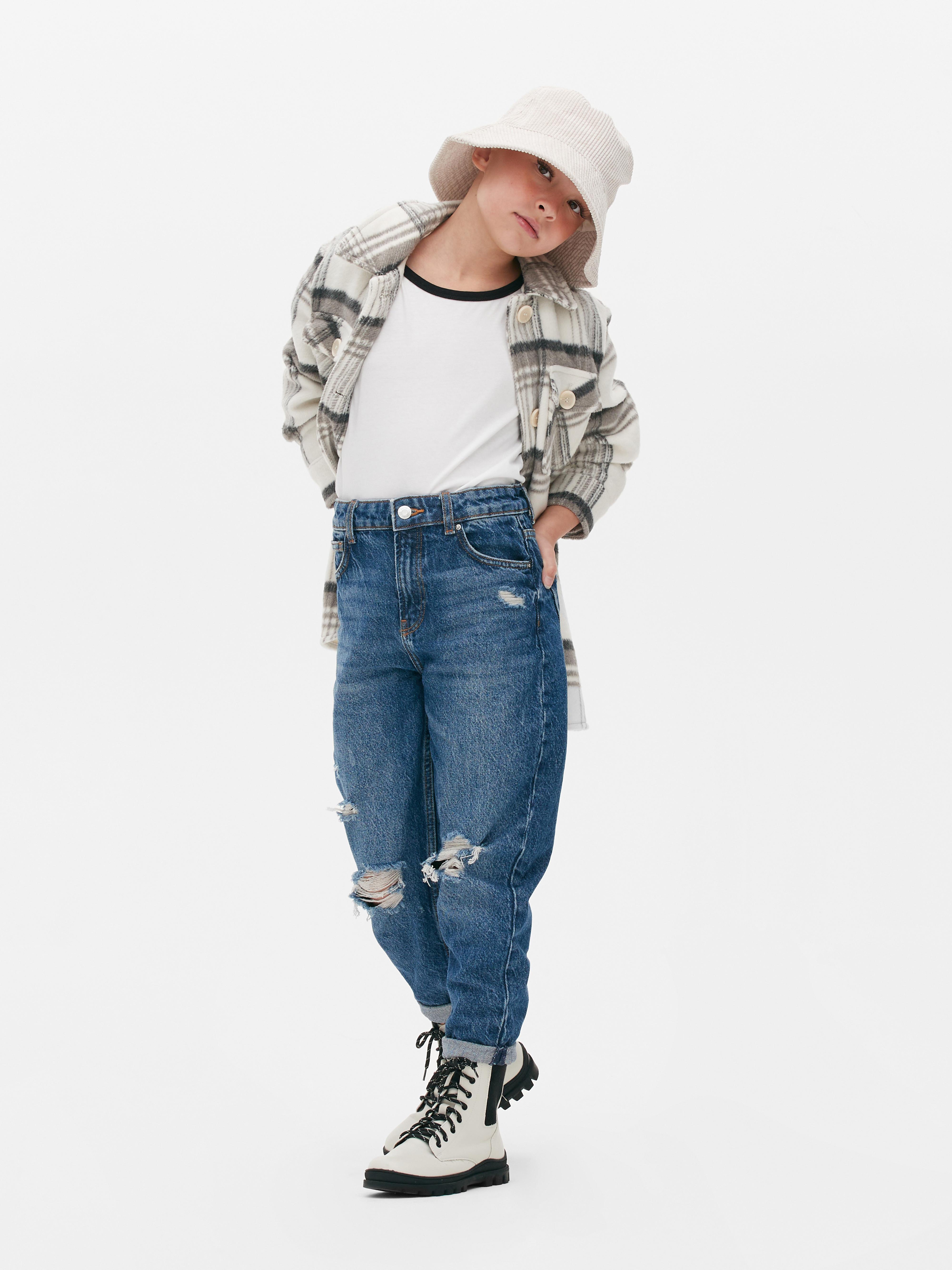 7-15yrs | Distressed Mom Jeans