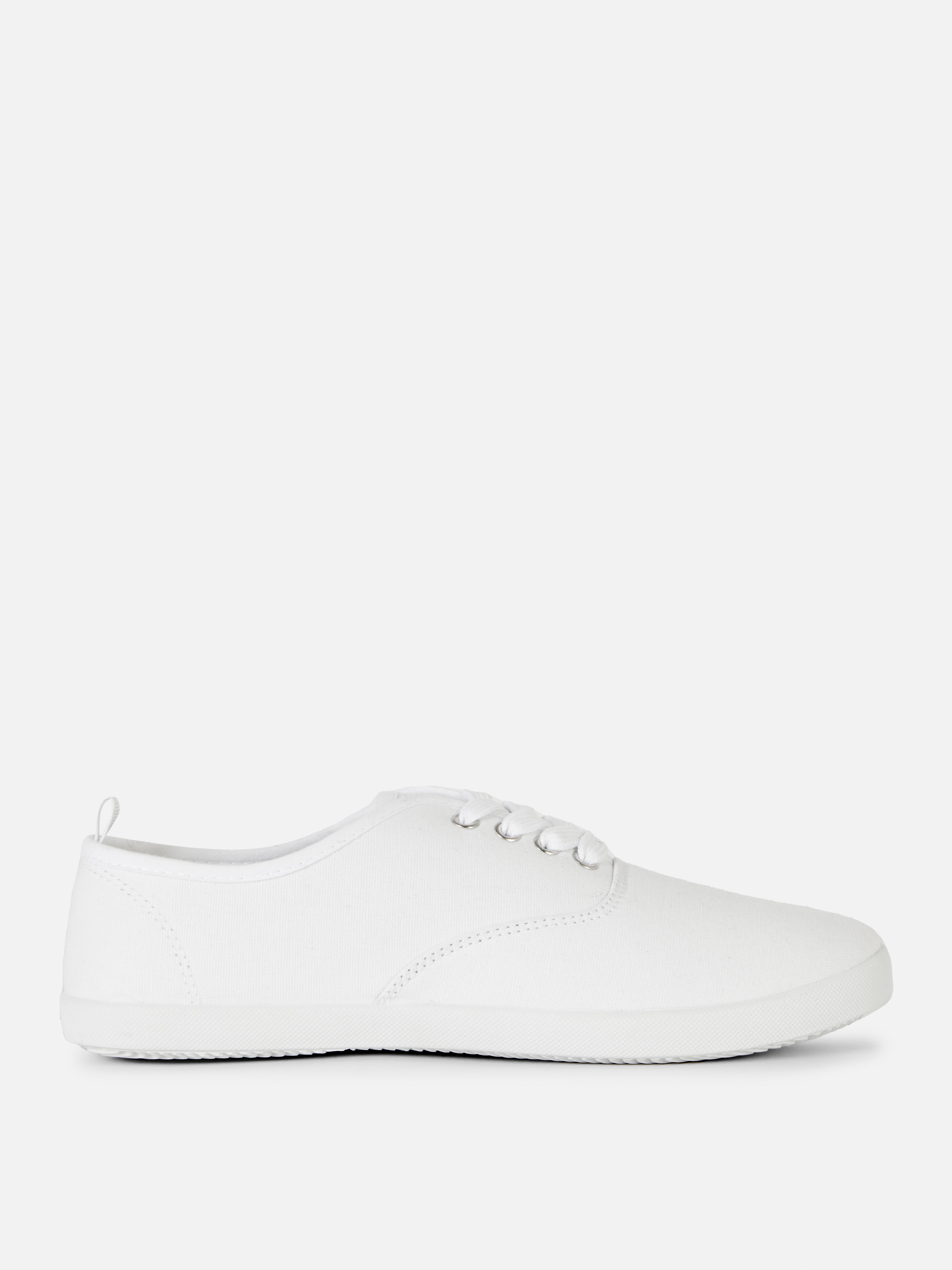 Canvas Lace Up Trainers White