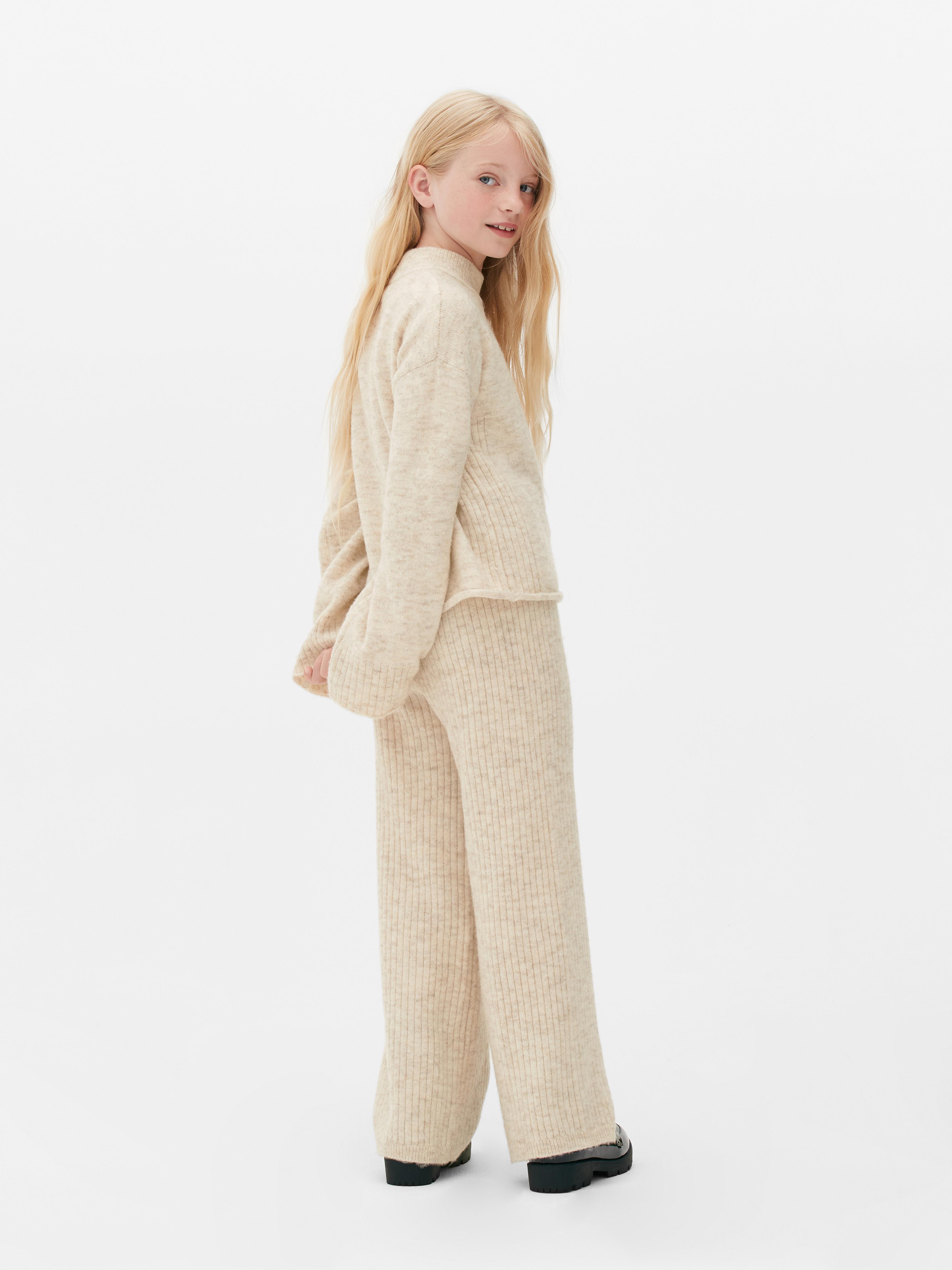 Ribbed Knitted Jumper and Bottoms Set