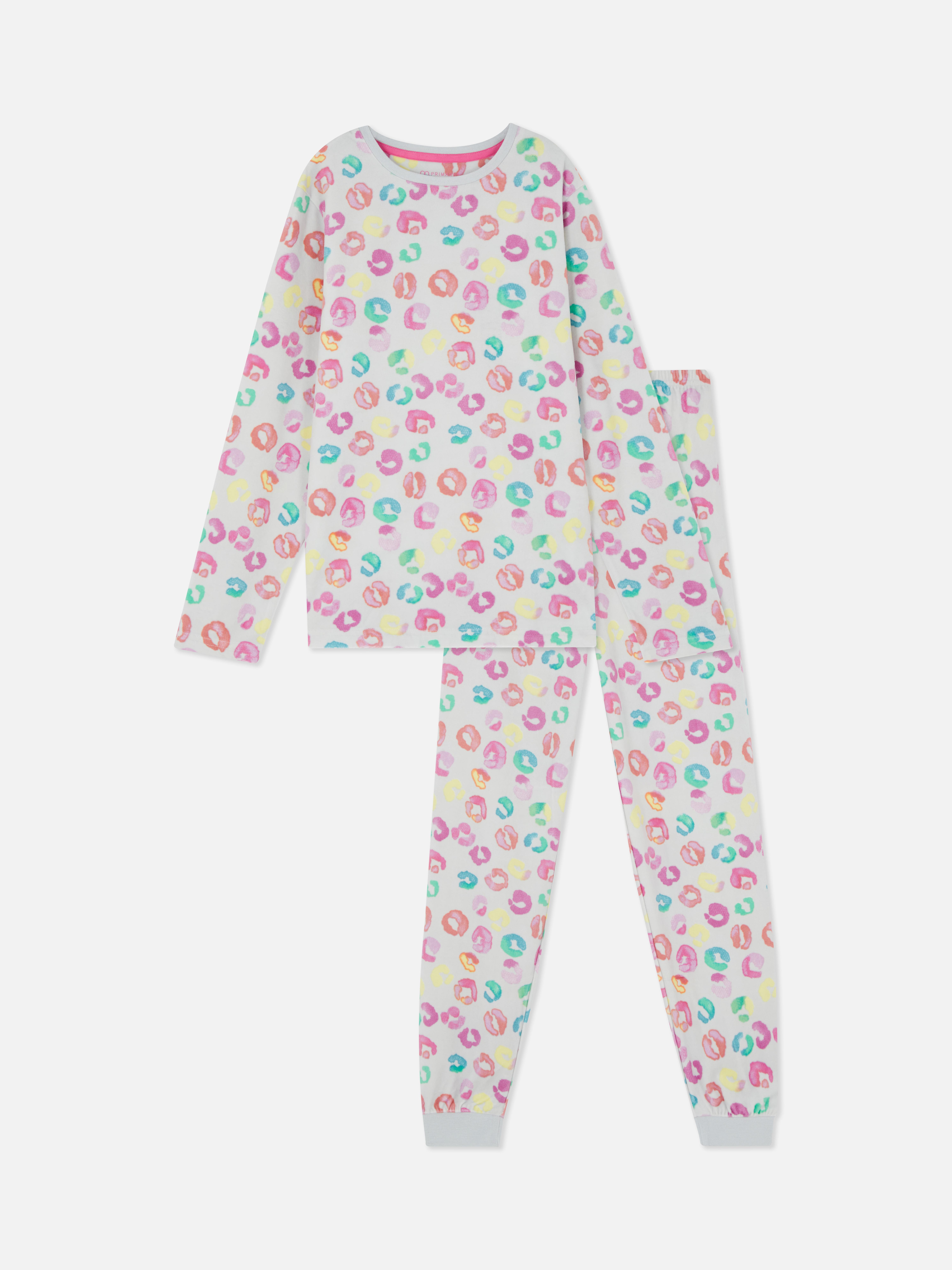 Colourful Leopard Print Minky Pyjamas