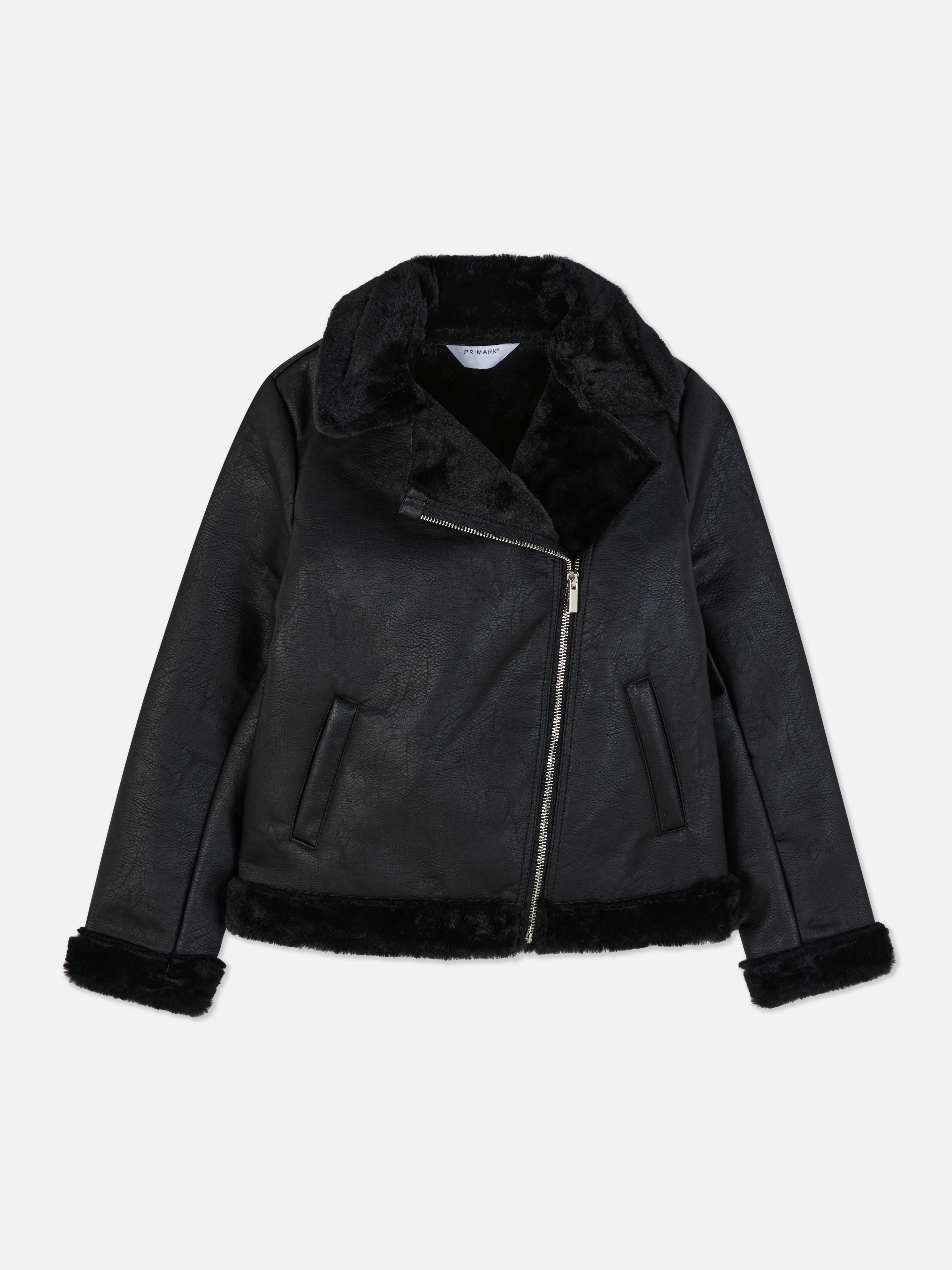 Faux Fur PU Leather Jacket