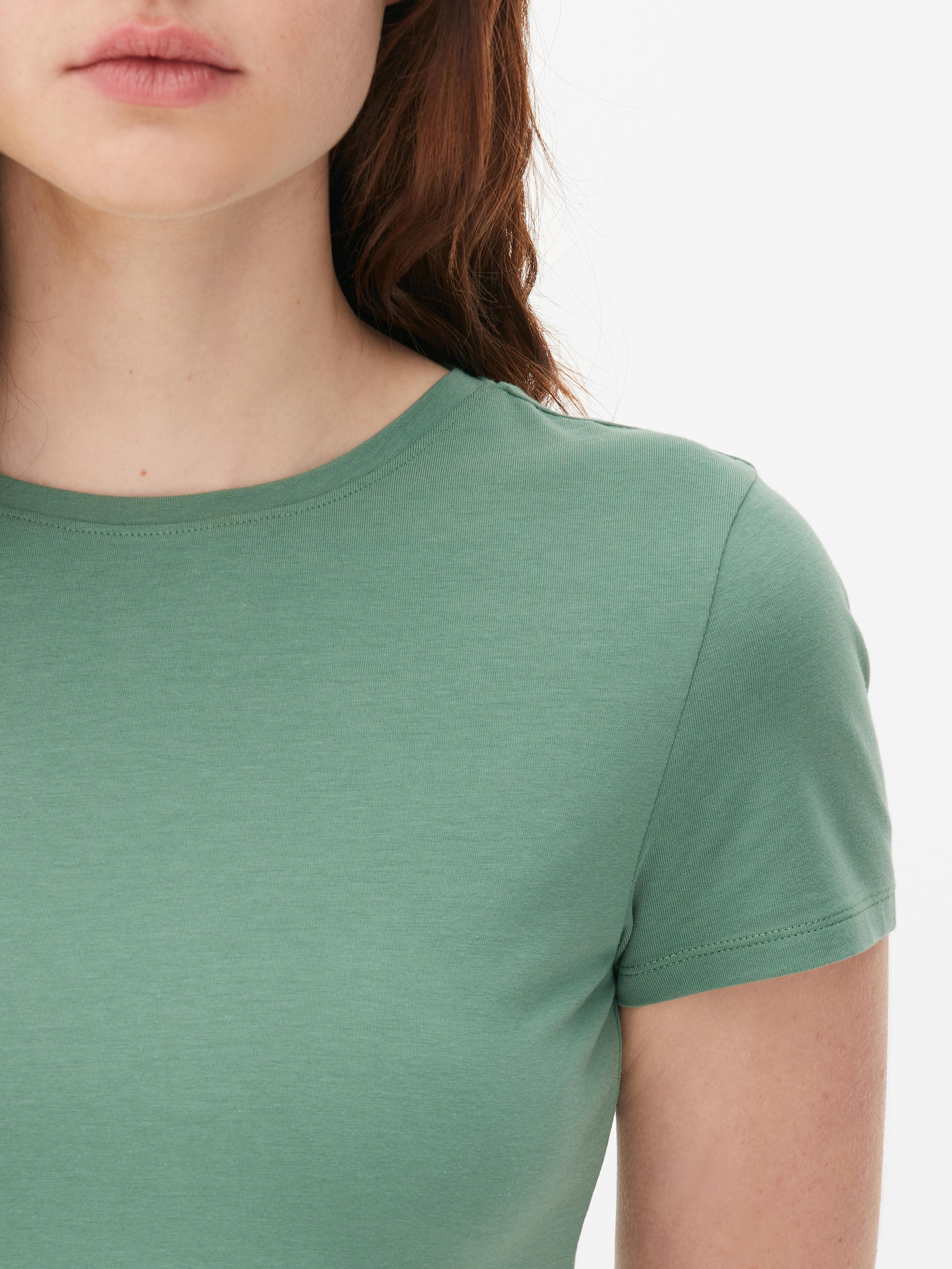 Rozciągliwy T-shirt z okrągłym dekoltem