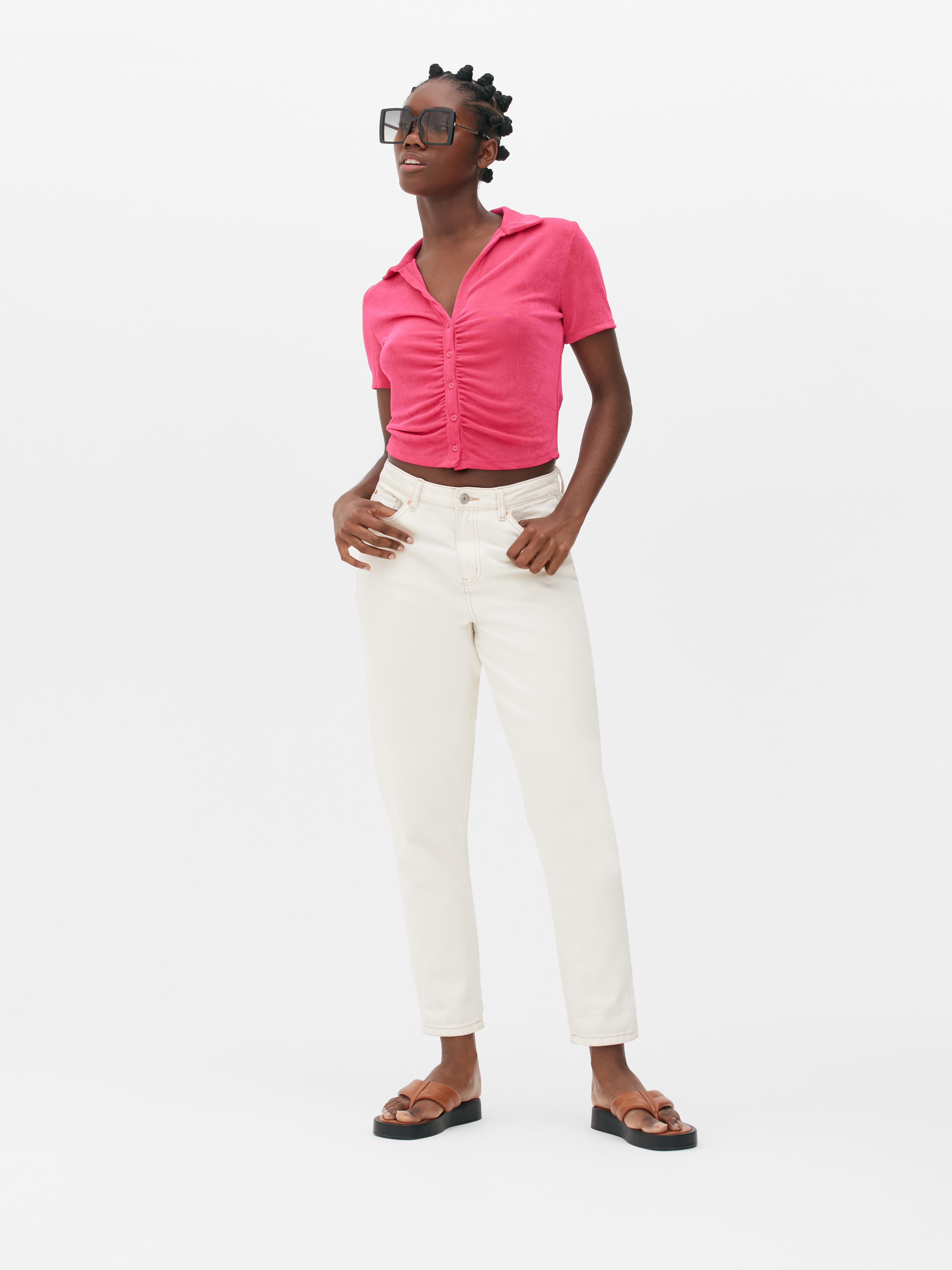 Ruched Cropped Blouse