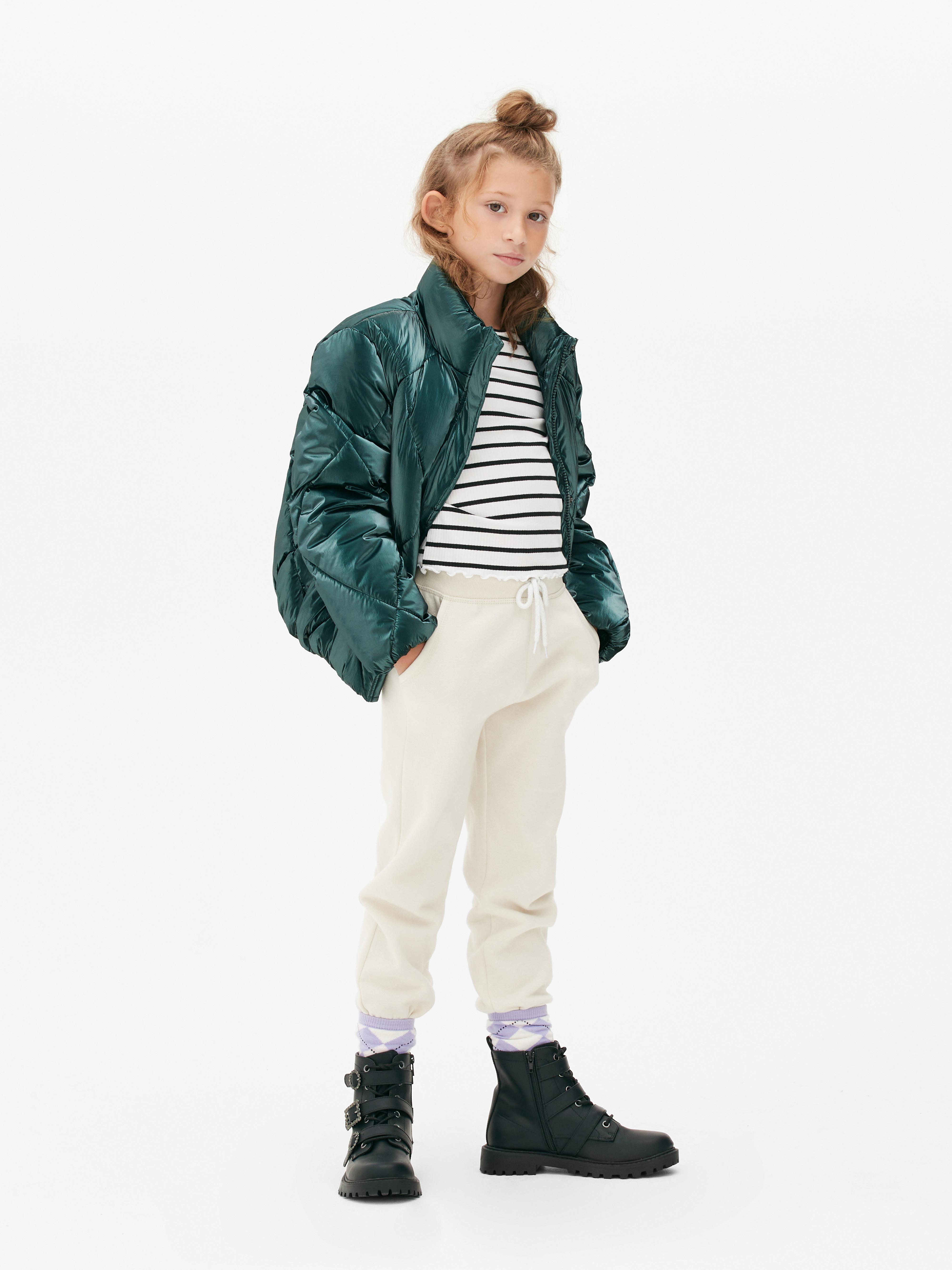 Girls Green Quilted Metallic-Look Puffer Jacket | Primark