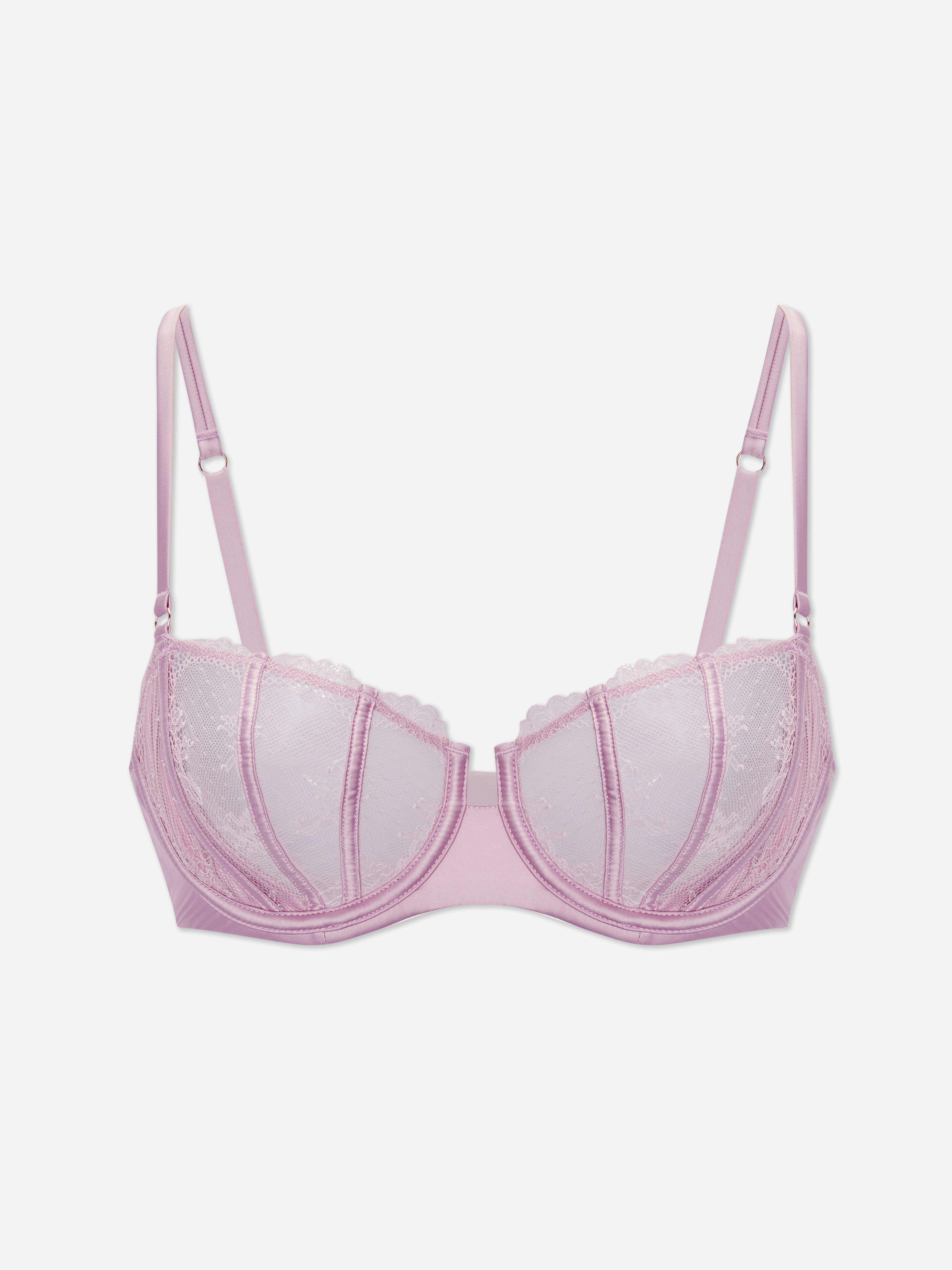 Non Padded Satin and Lace Bra