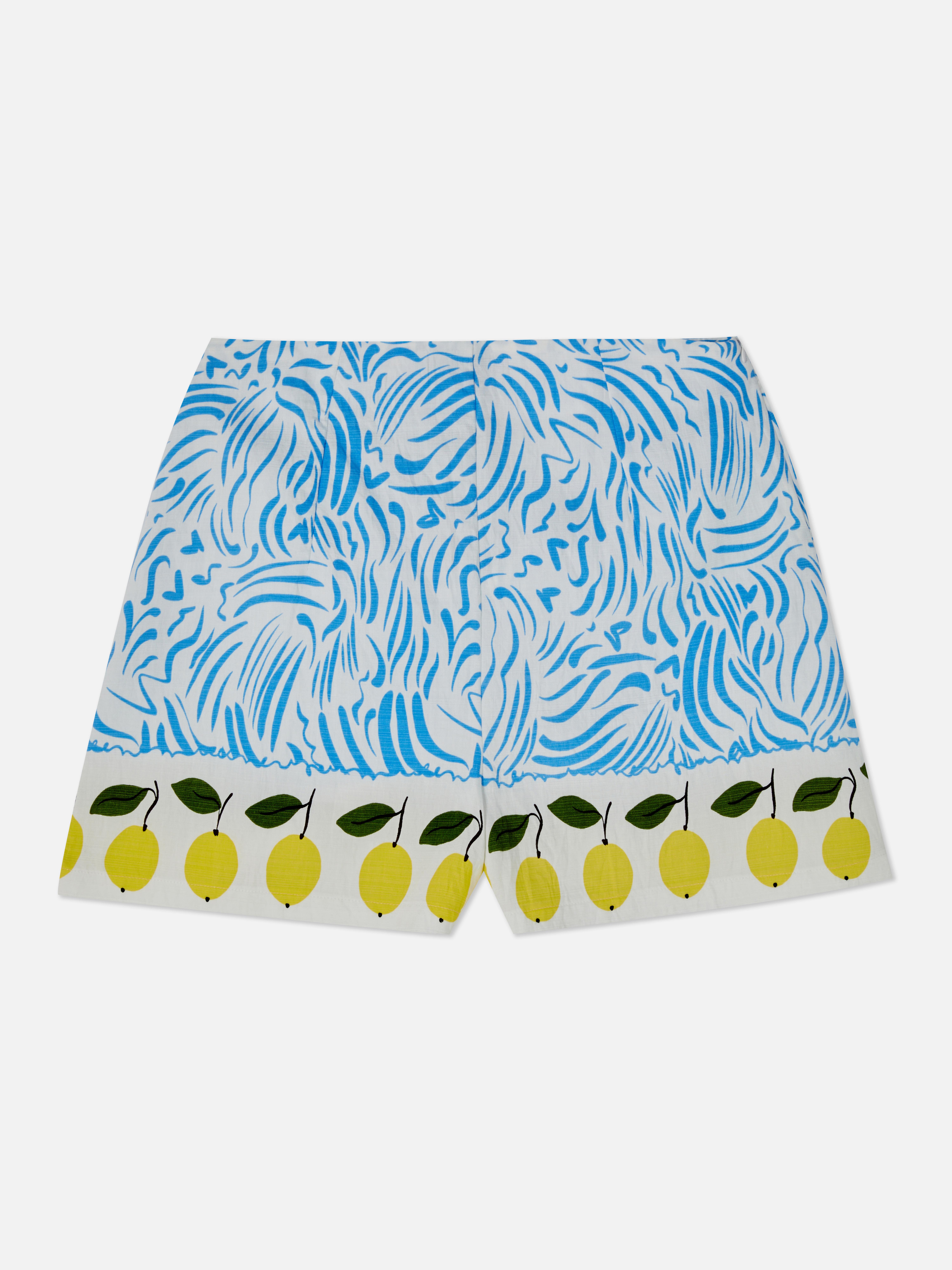 Lemon Print Hem Shorts