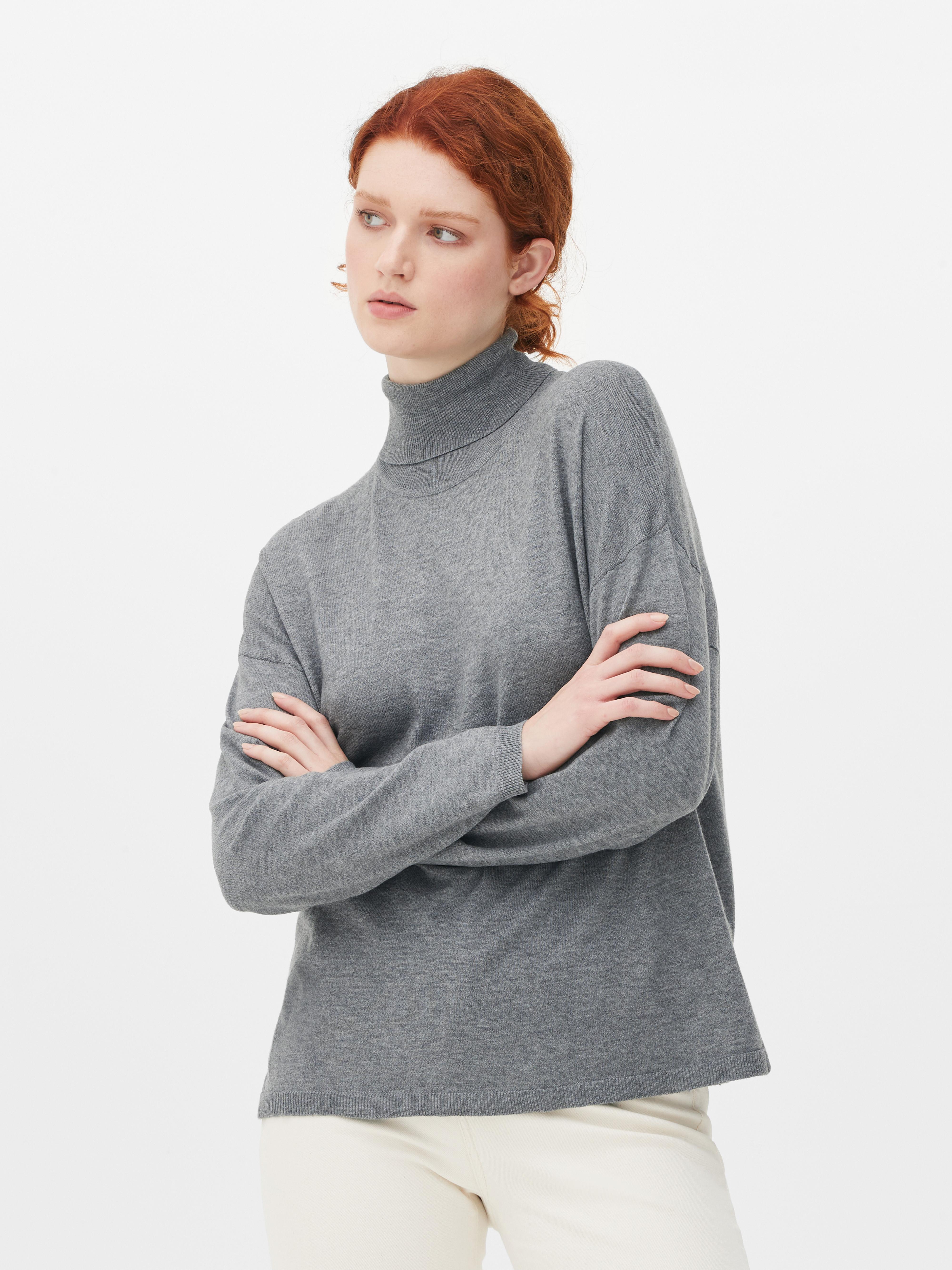 Fine knit 2024 polo neck jumper