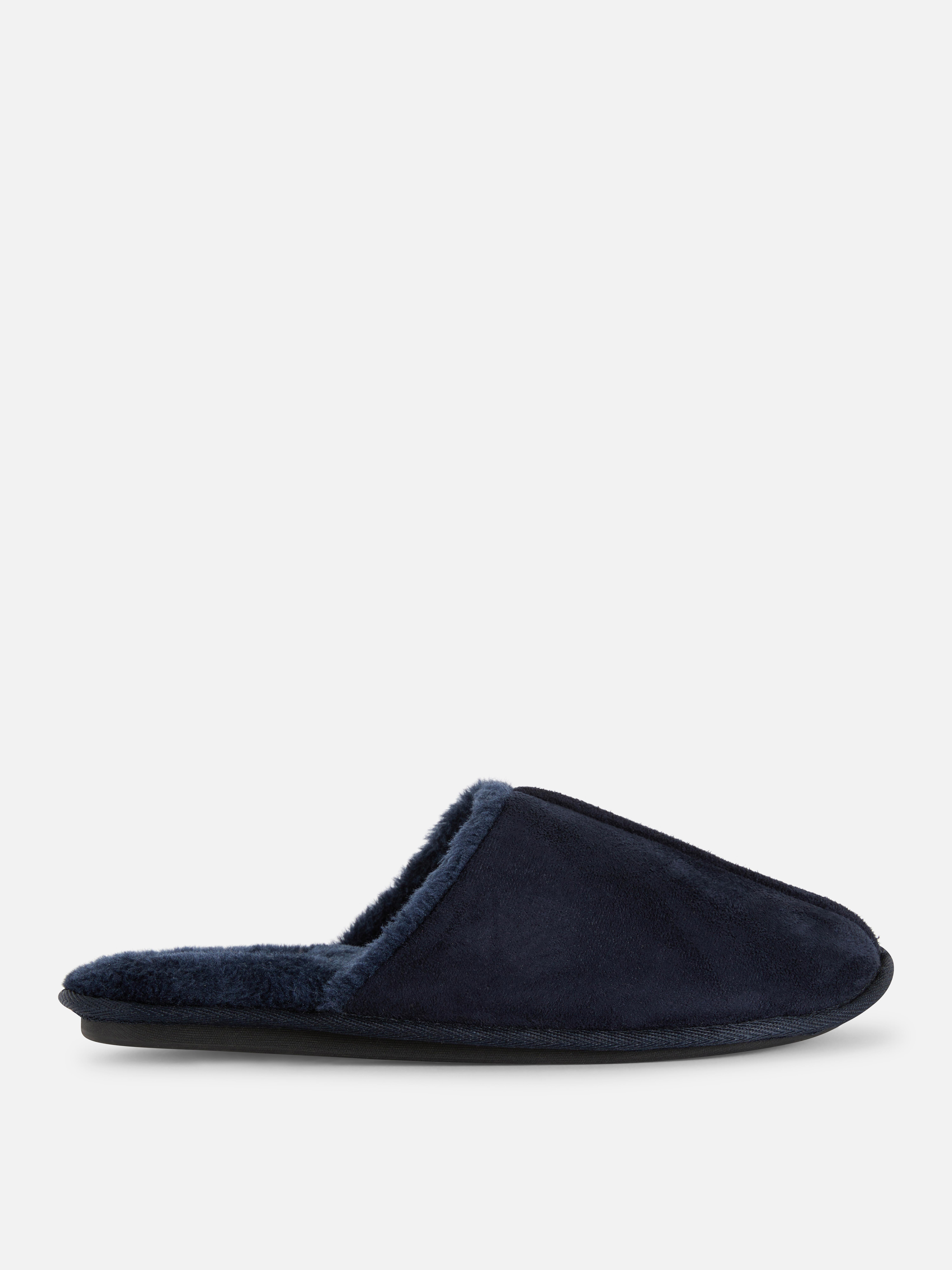 Faux Fur Slippers Navy