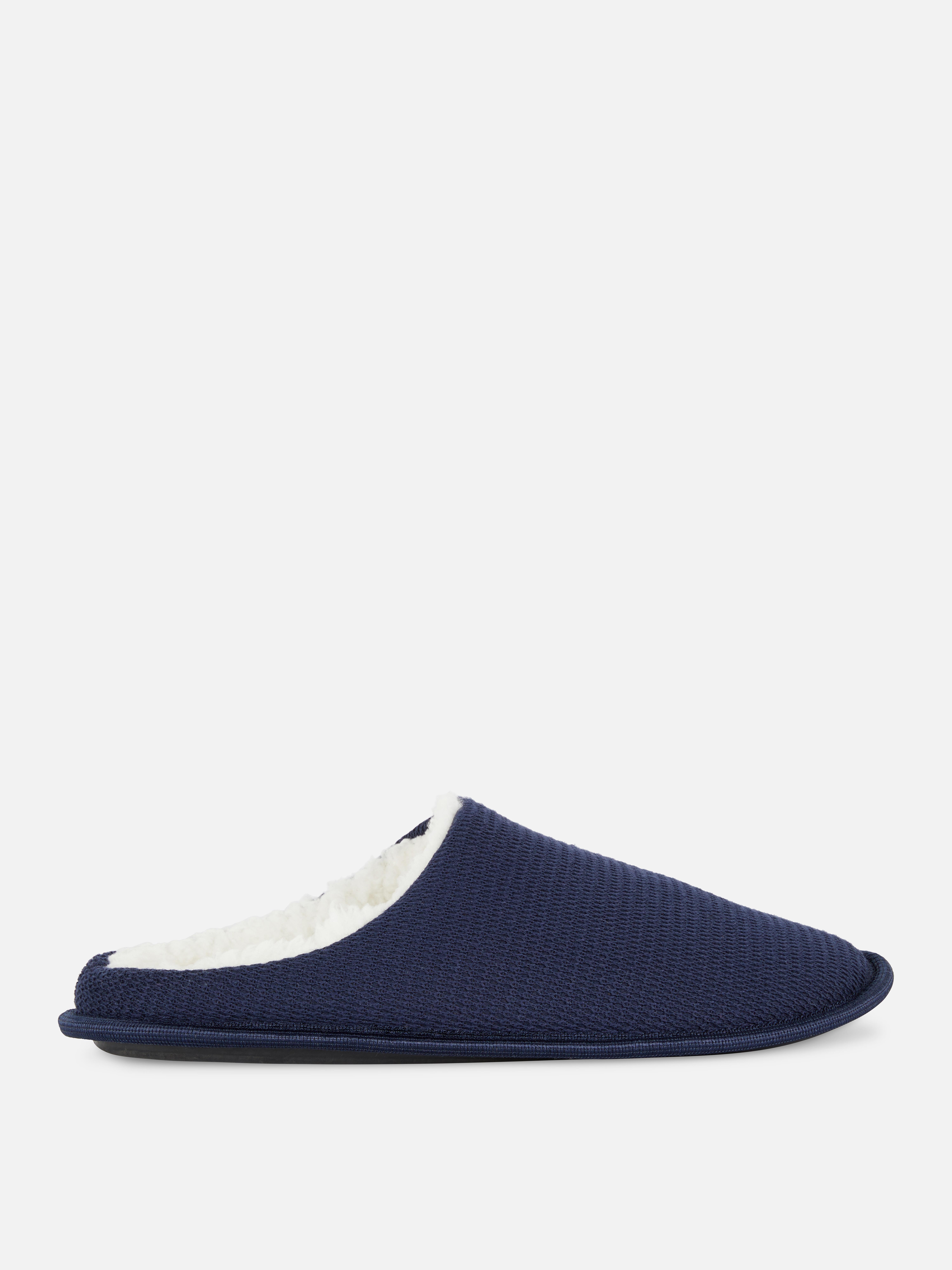Lined Fabric Slippers Navy