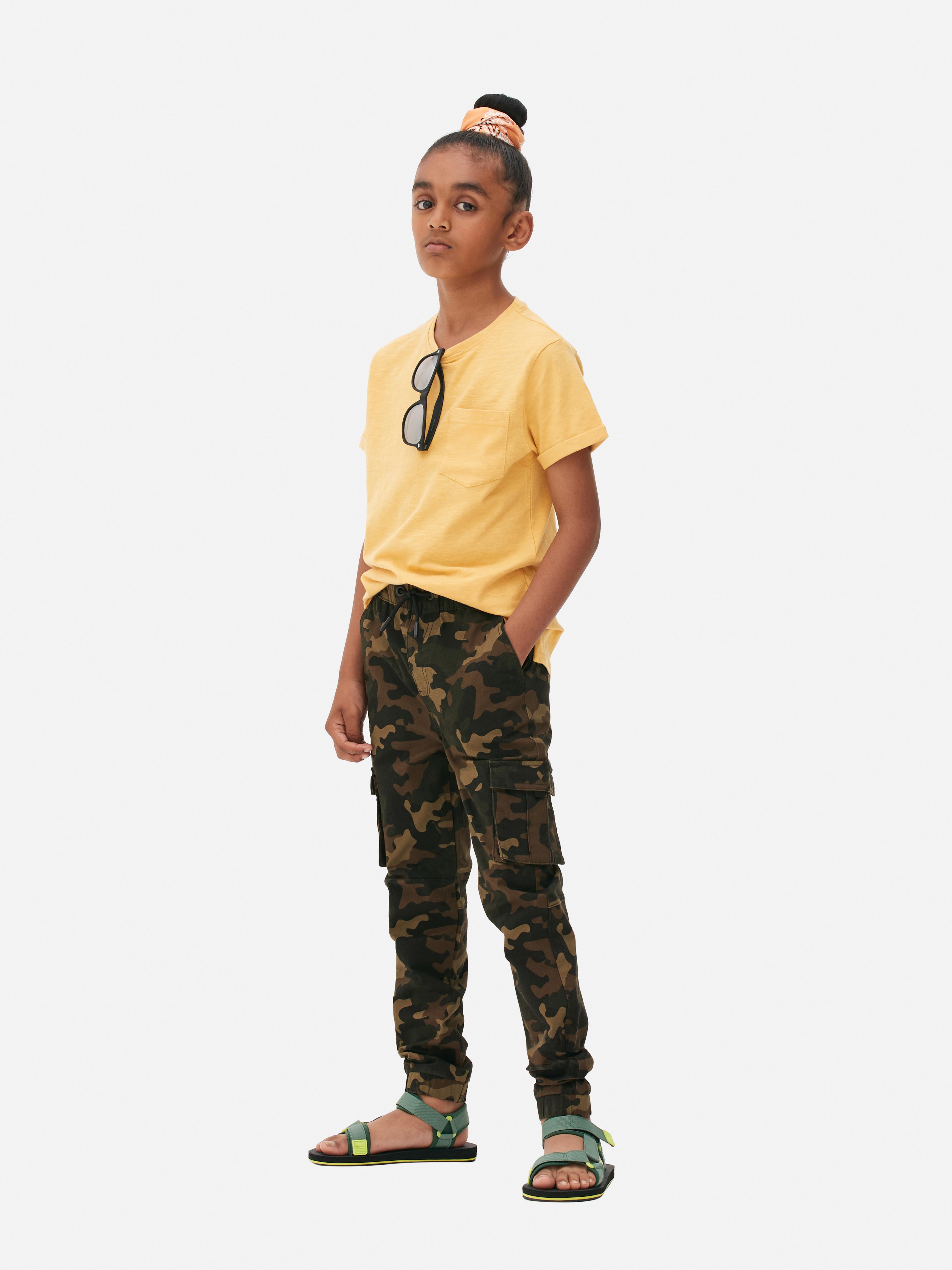 Drawstring Cotton Cargo Trousers Camouflage