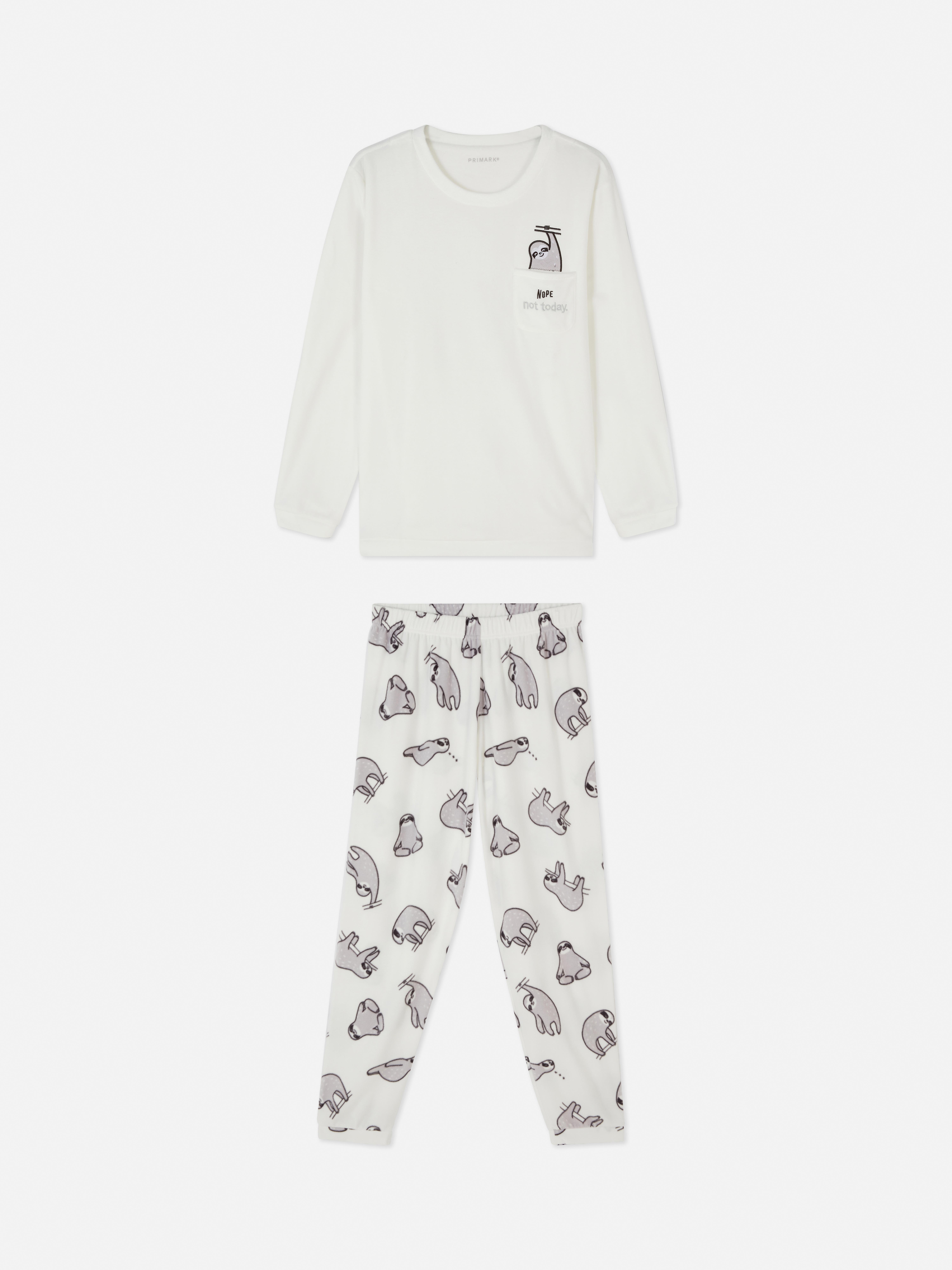 Fleece Embroidered Pyjama Set