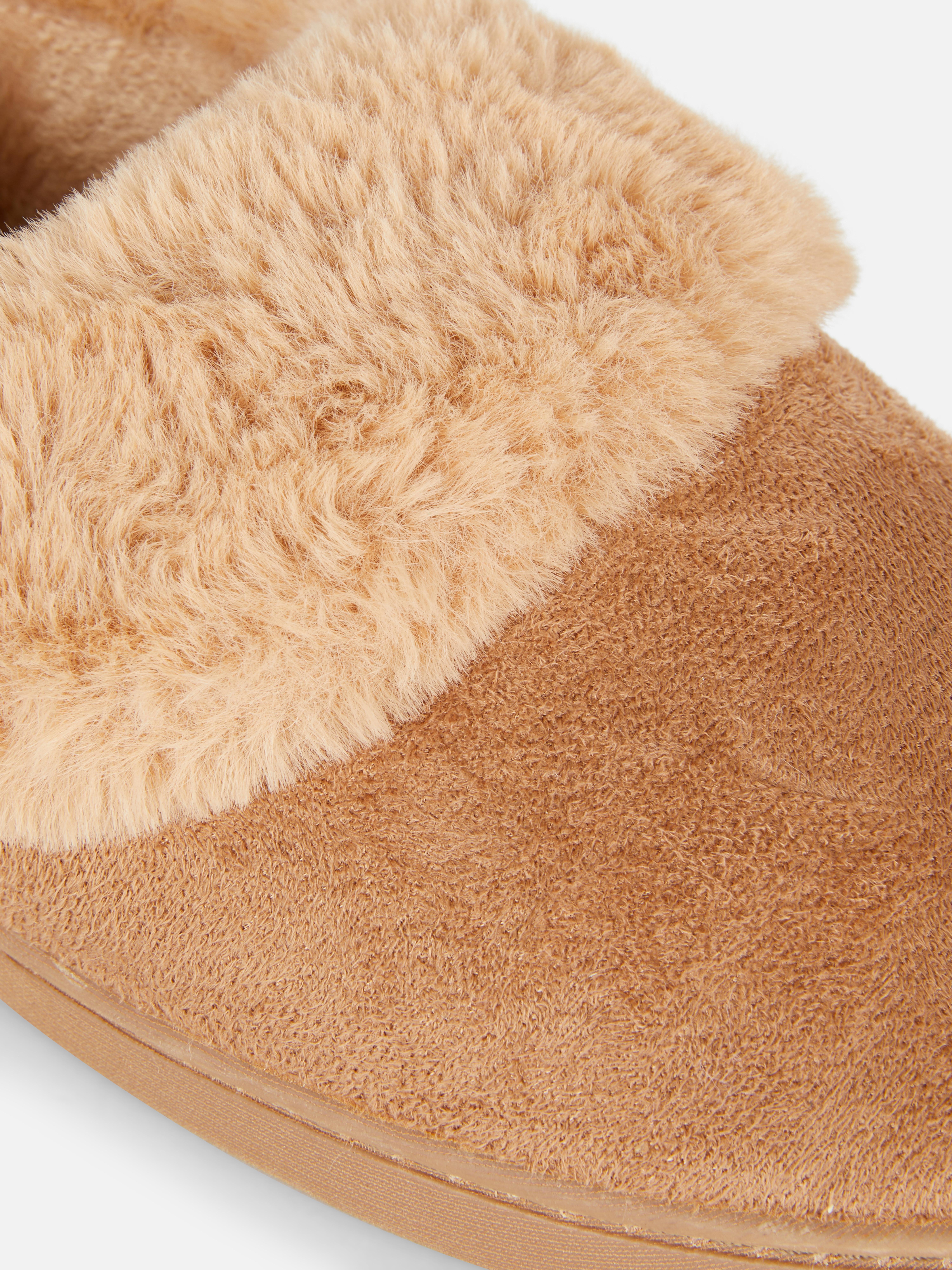 Faux suede moccasin slippers