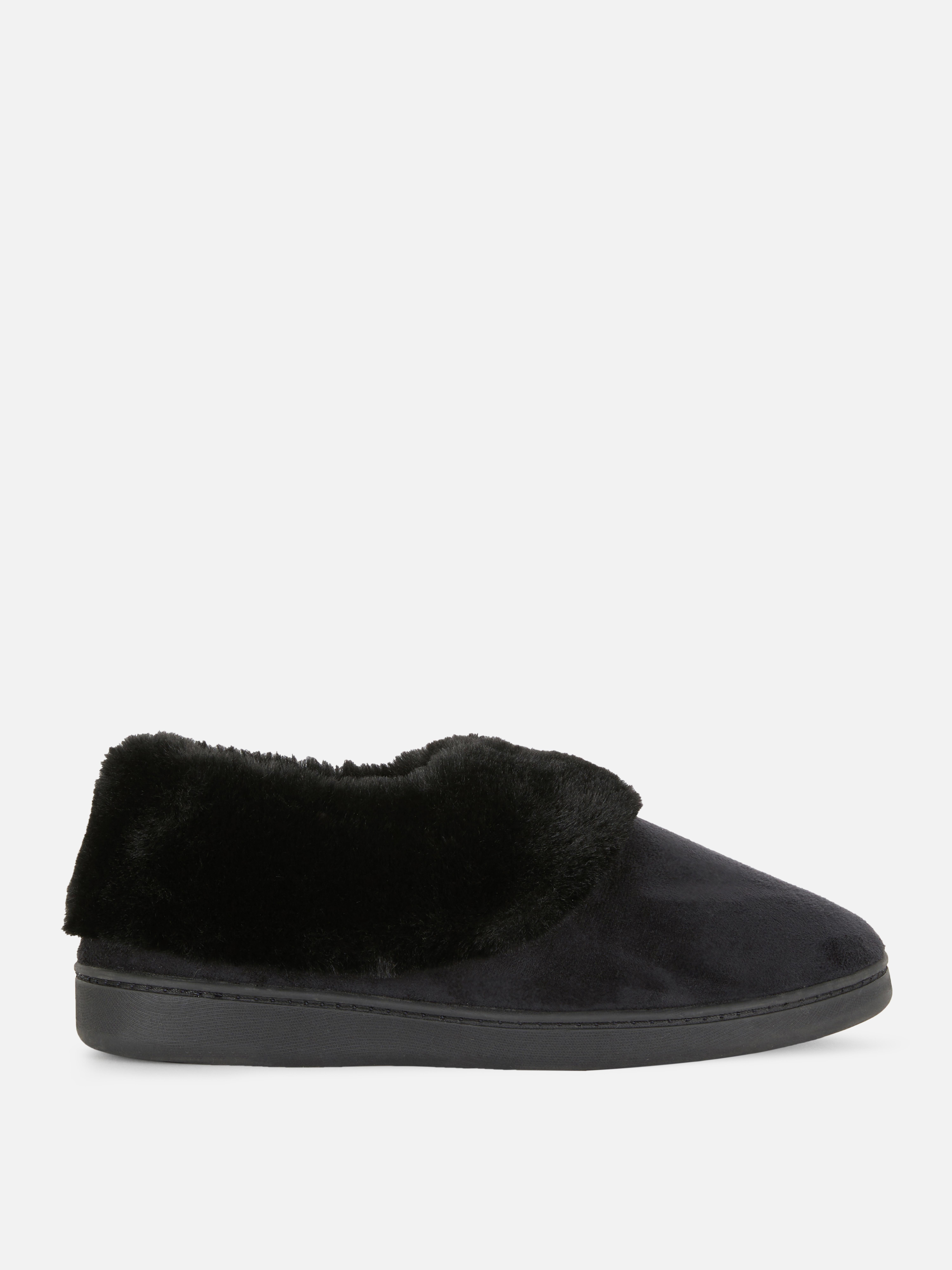 Faux suede moccasin slippers