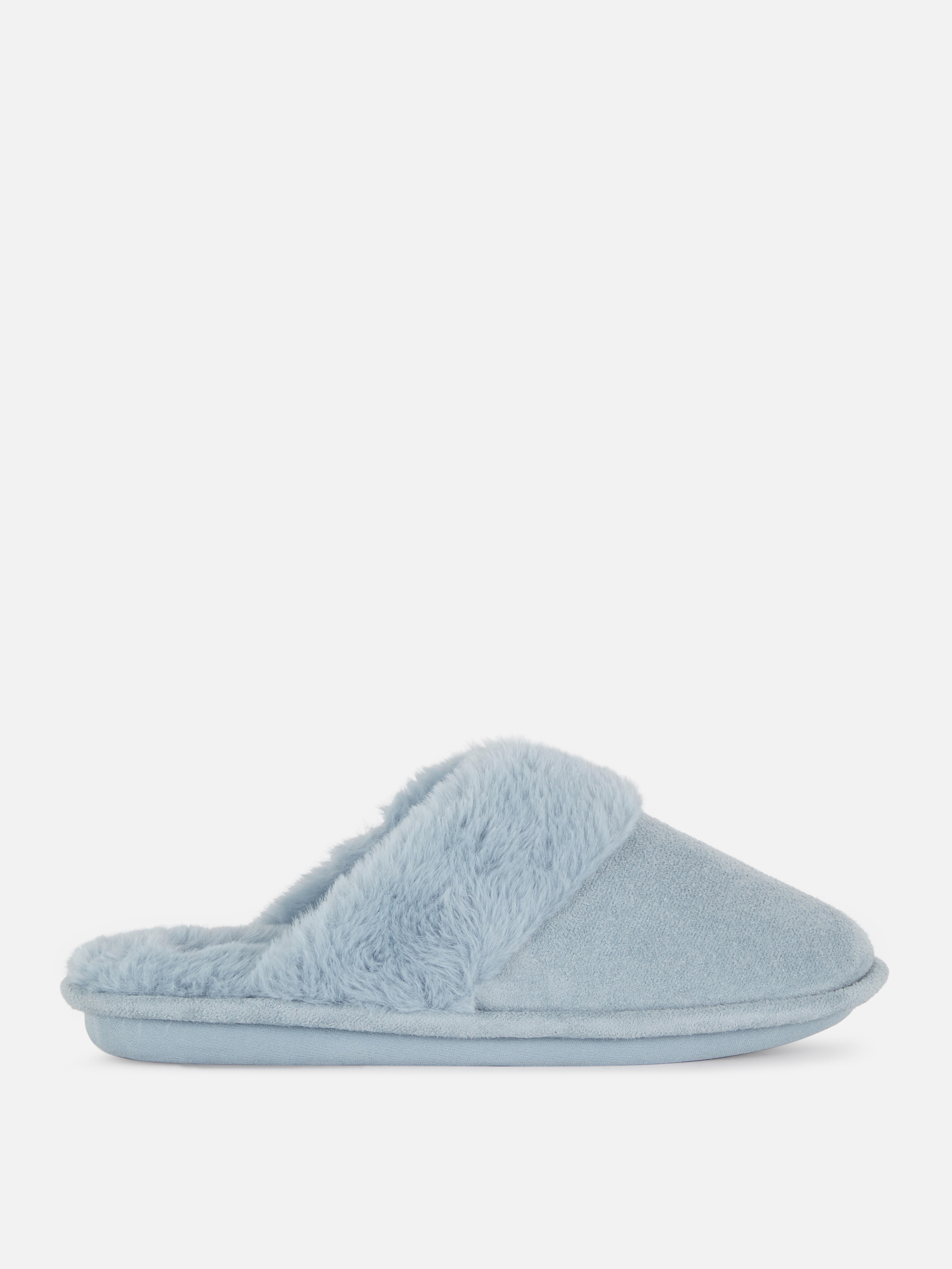 Faux Fur Lined Slippers Blue