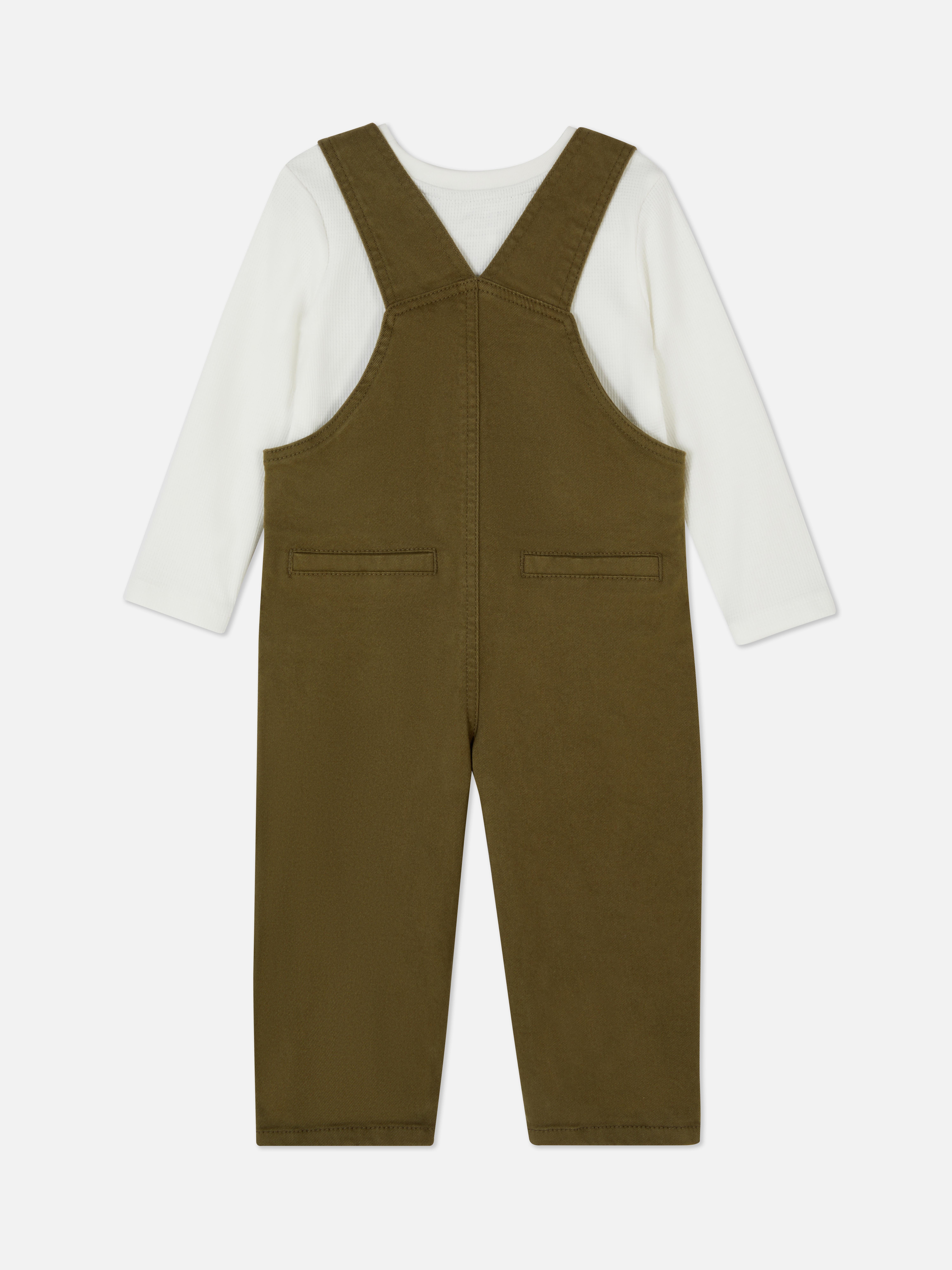 Cotton Twill Dungaree and T-shirt Set