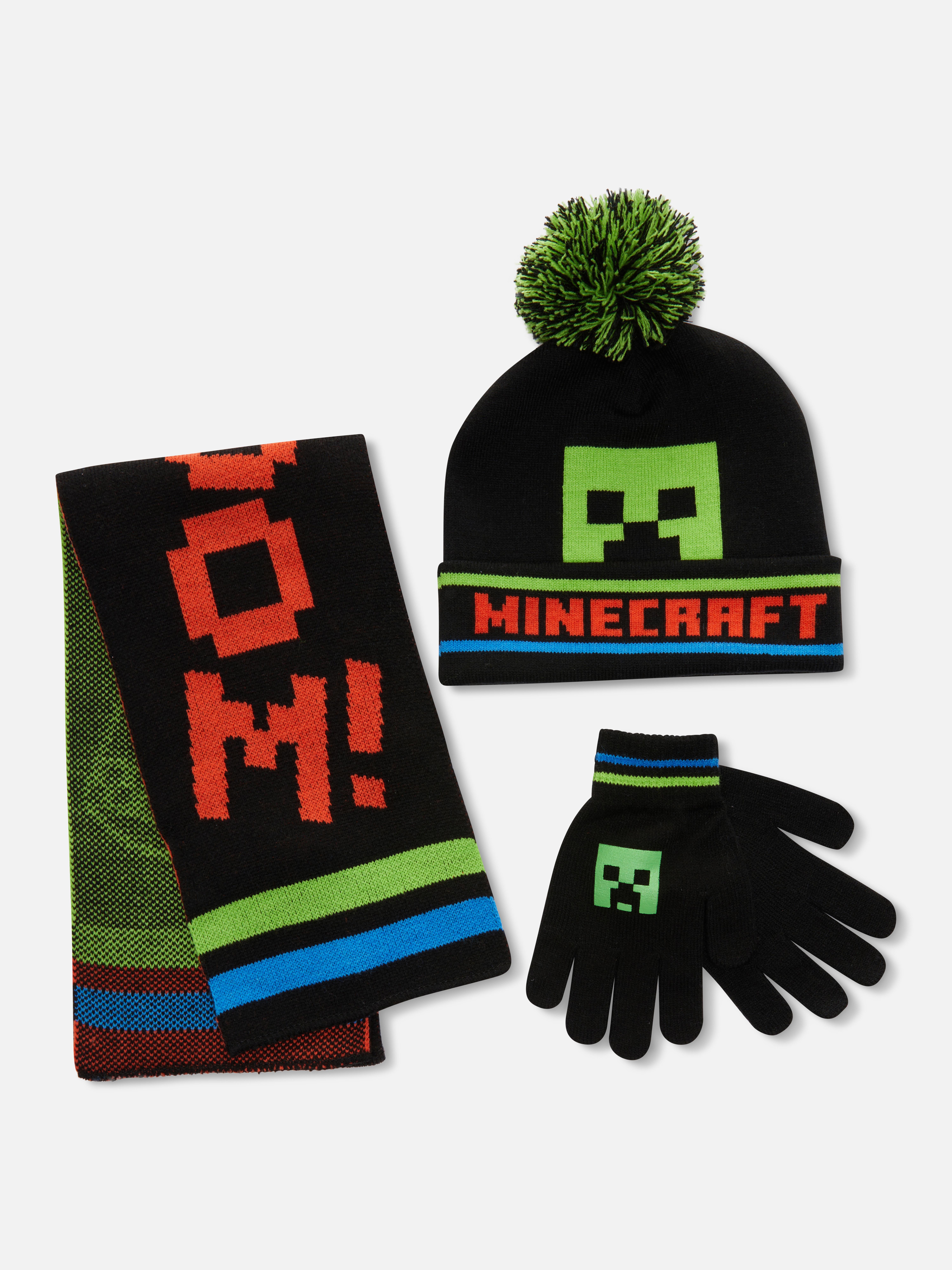 Minecraft Beanie, Gloves and Scarf Set