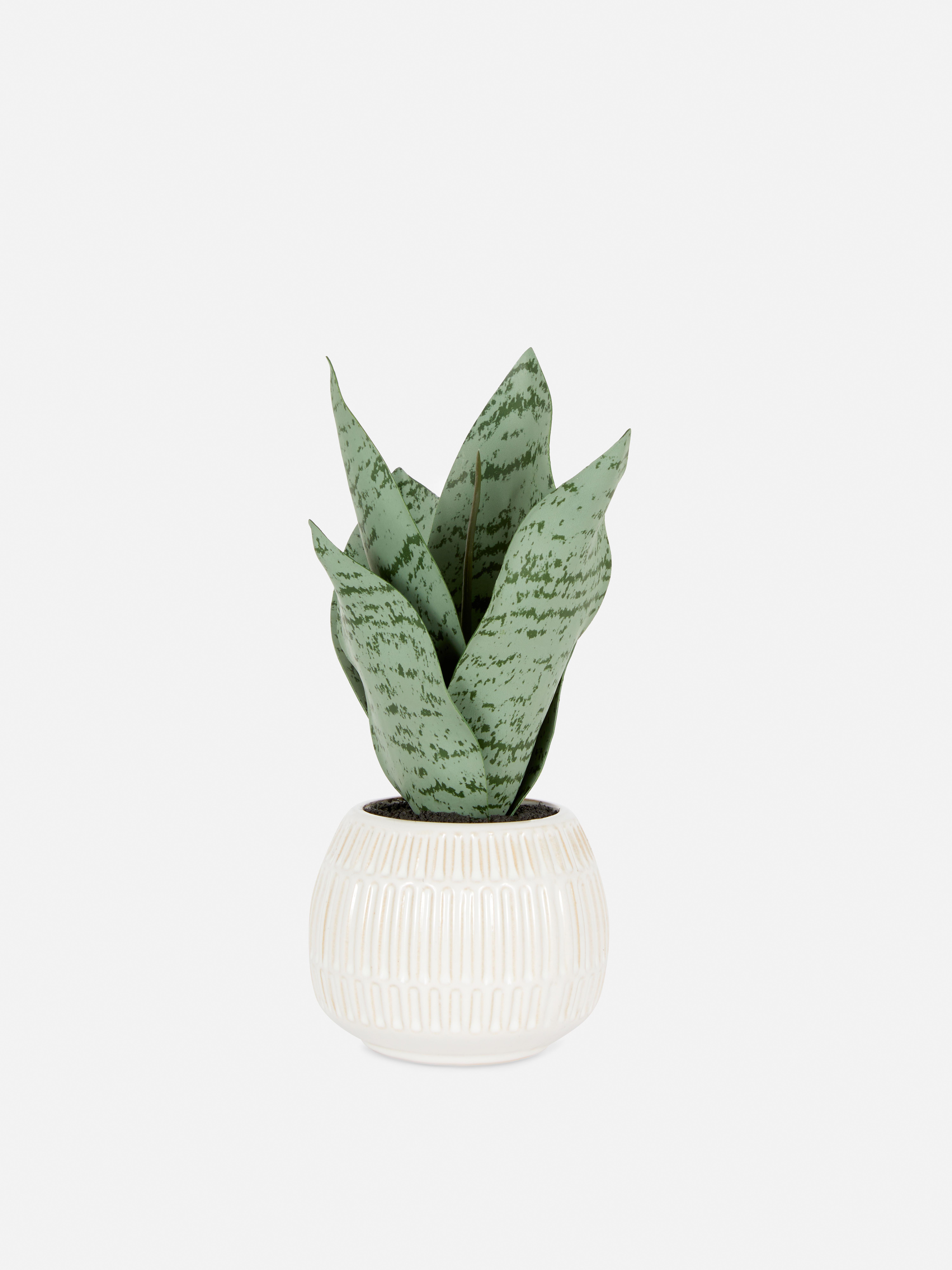 Faux Plant in Round Etched Pot