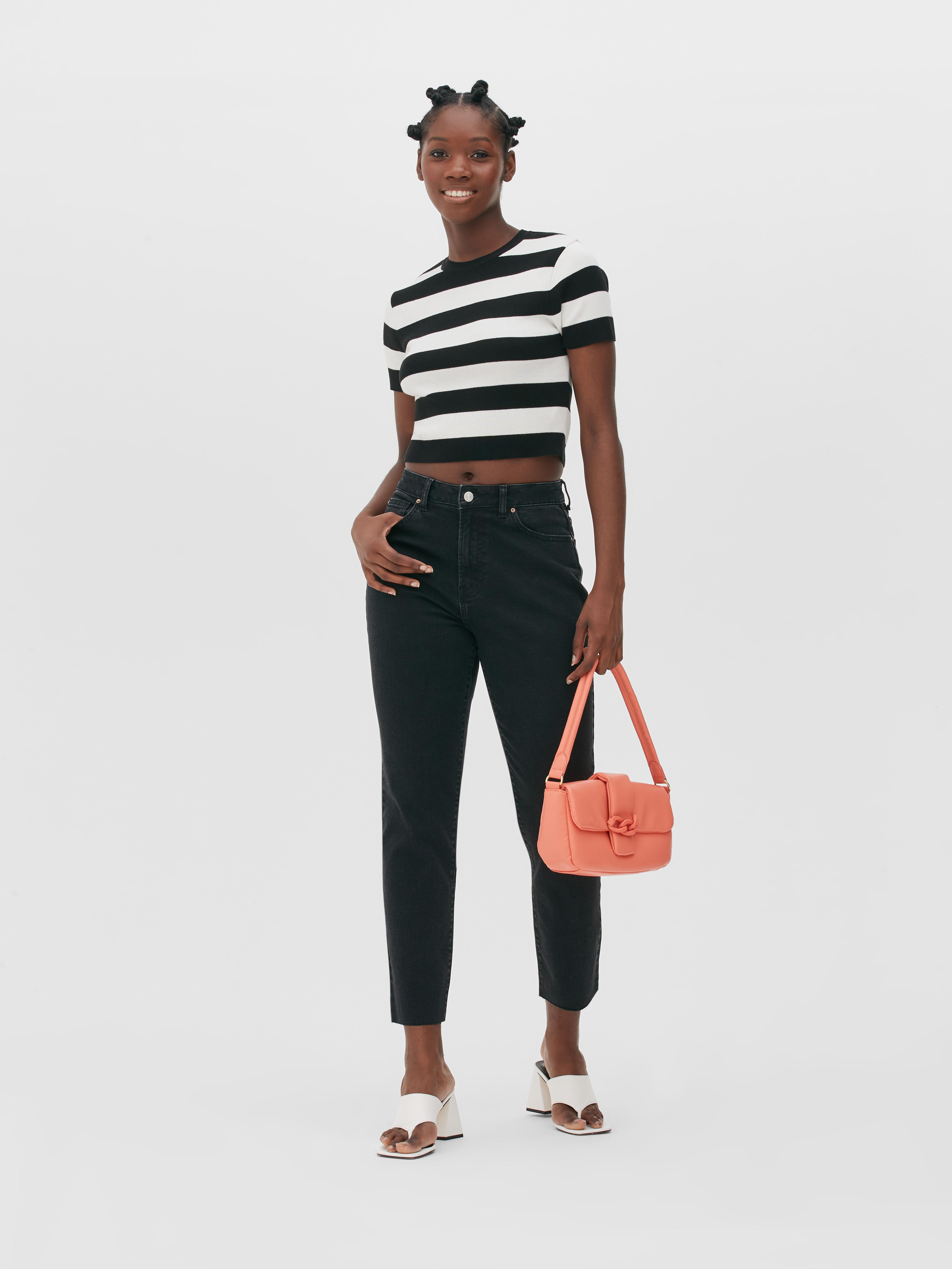 Jeansy vintage o kroju slim z prostymi nogawkami