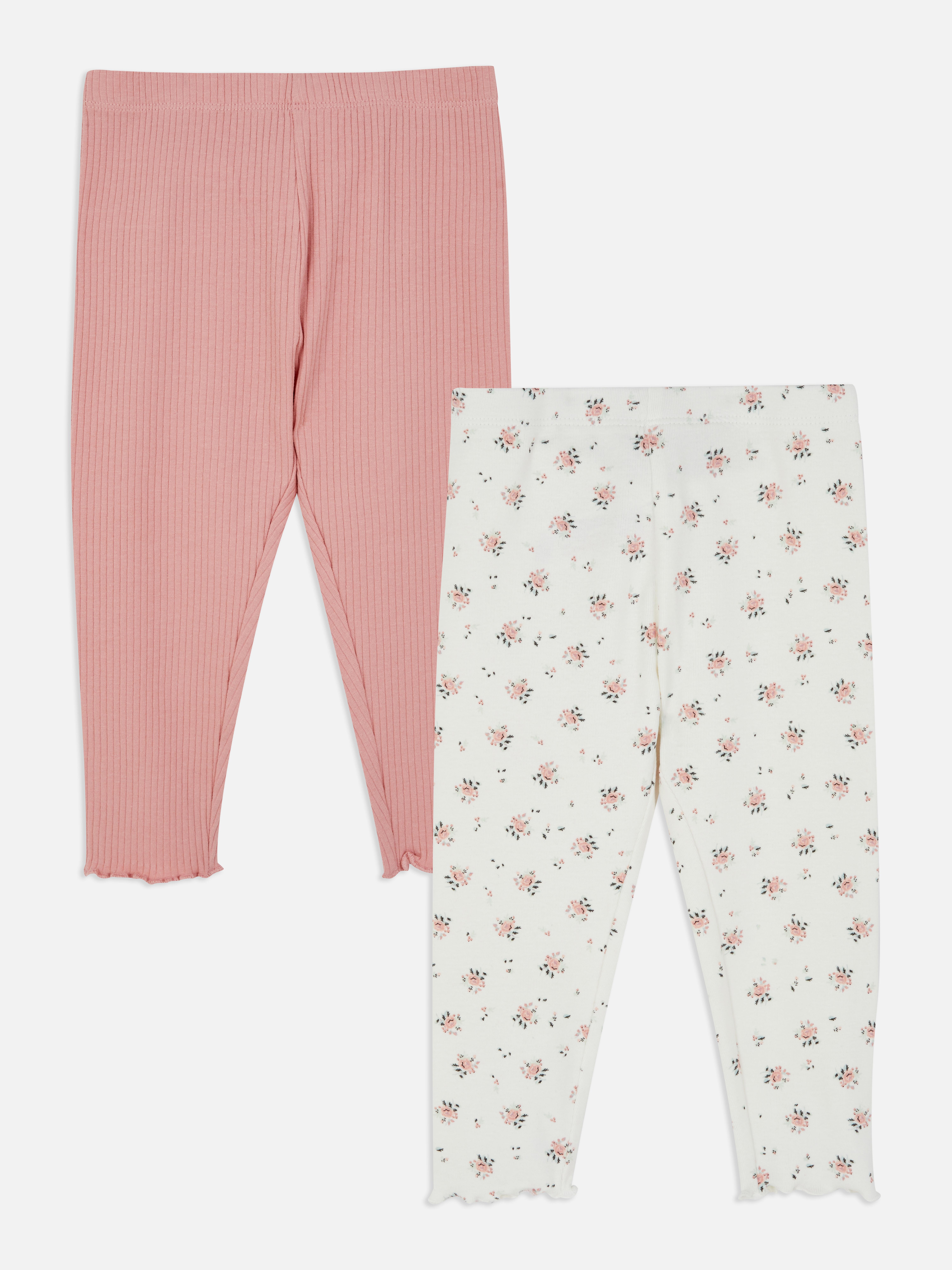 2pk Printed Ribbed Leggings