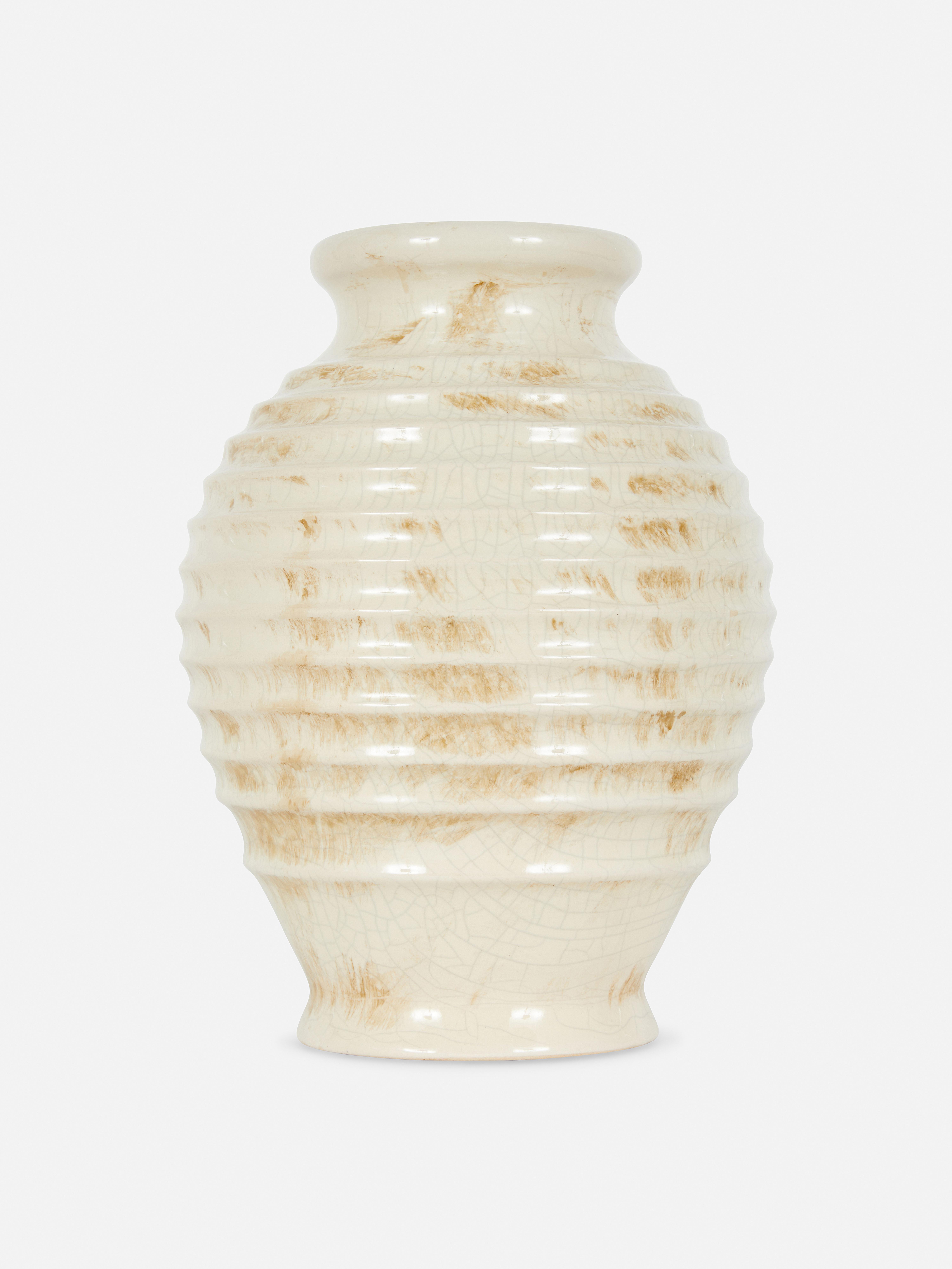 Crackle Effect Ridged Vase