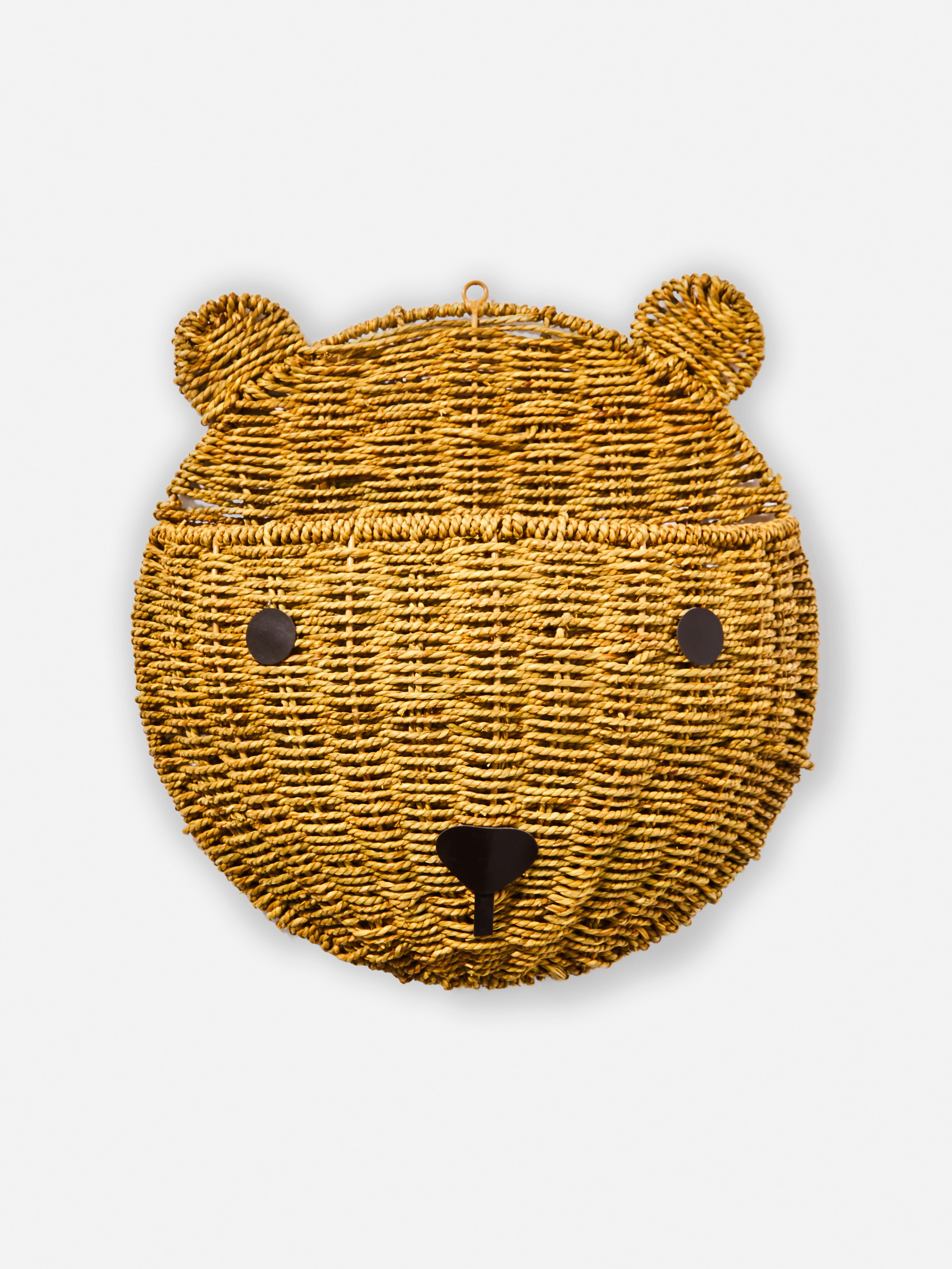 Hanging Bear Wall Wicker Basket