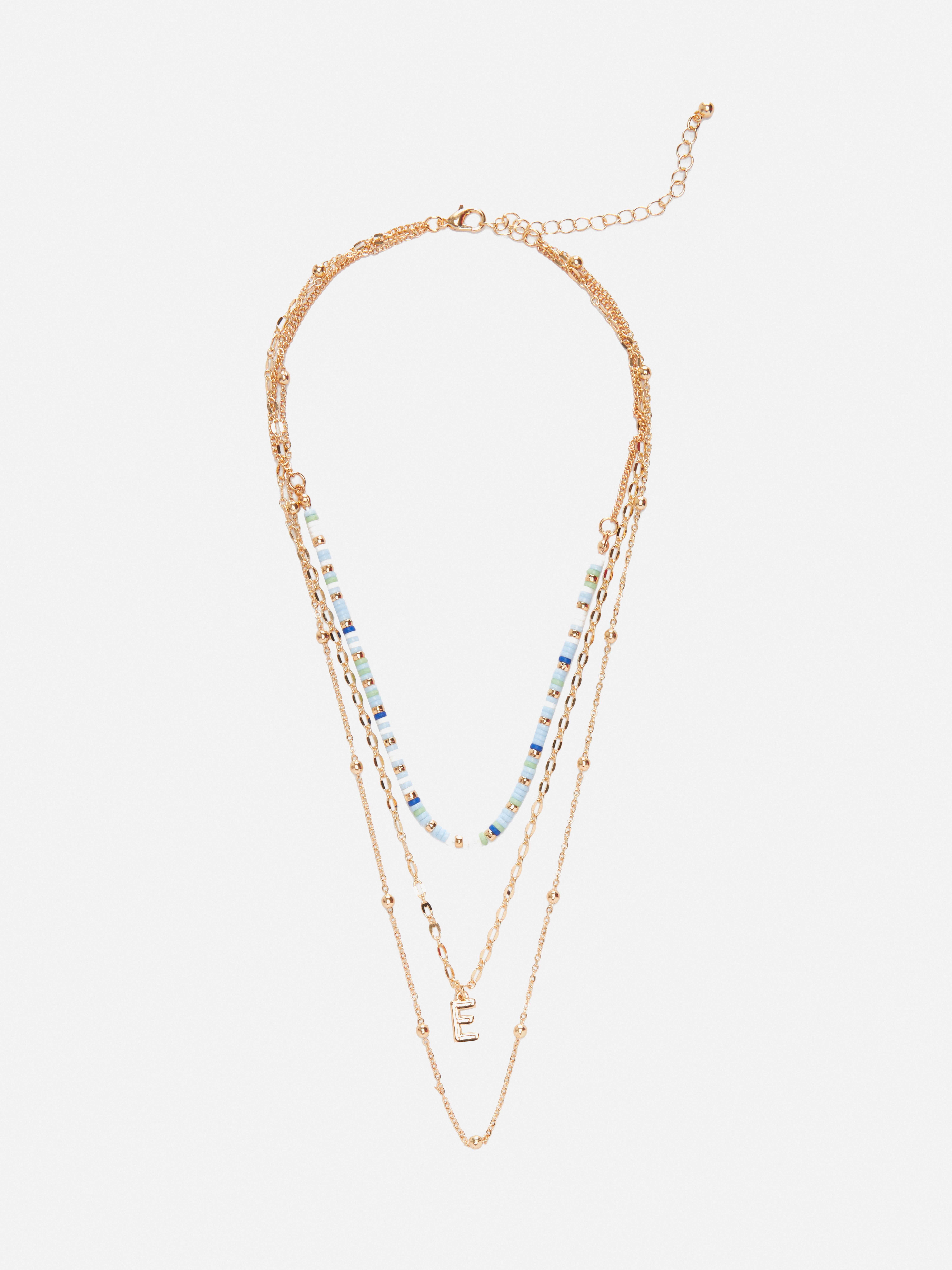 Layered Beaded Initial Necklace