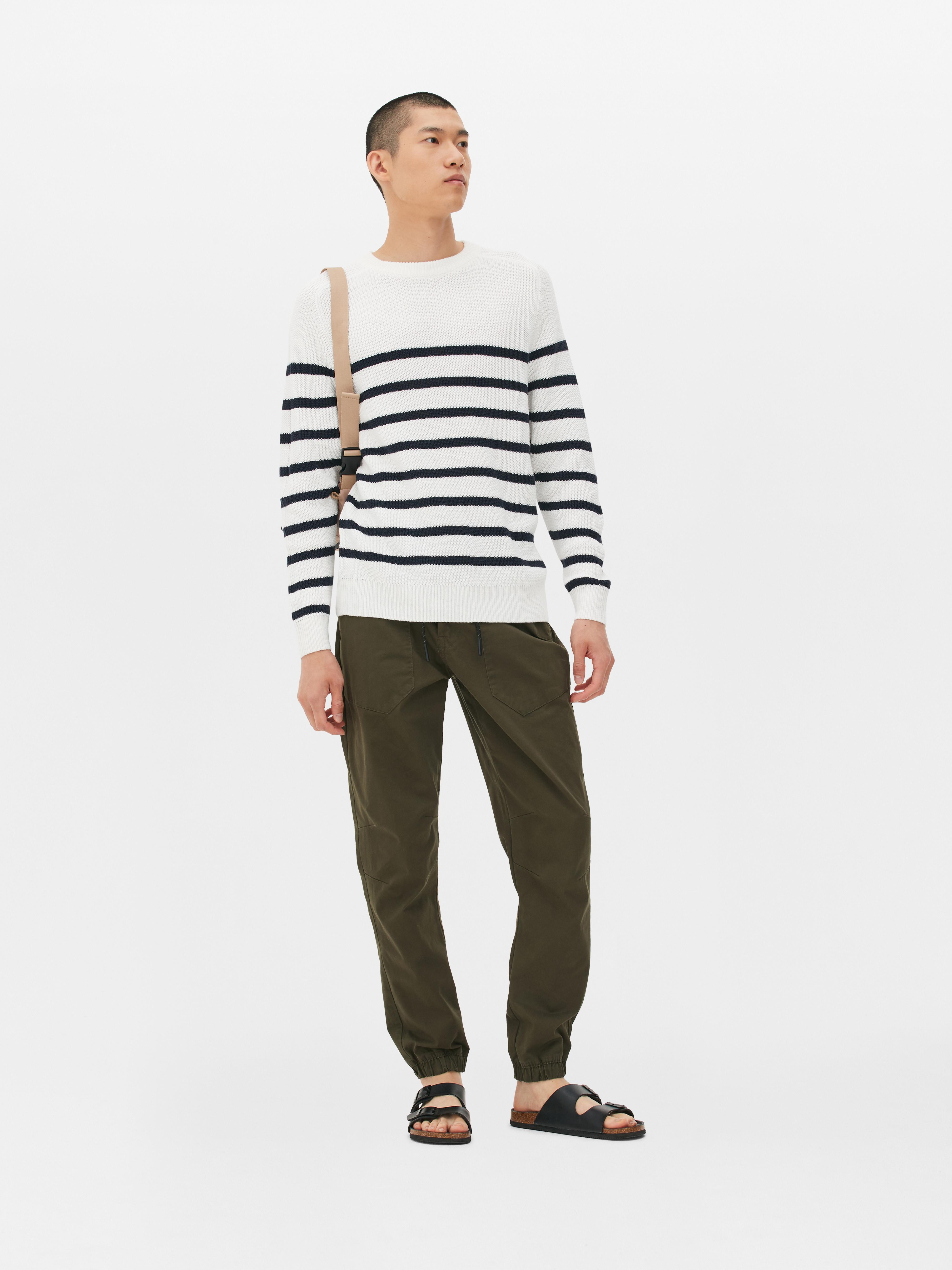 Knitted Striped Crew Neck Jumper
