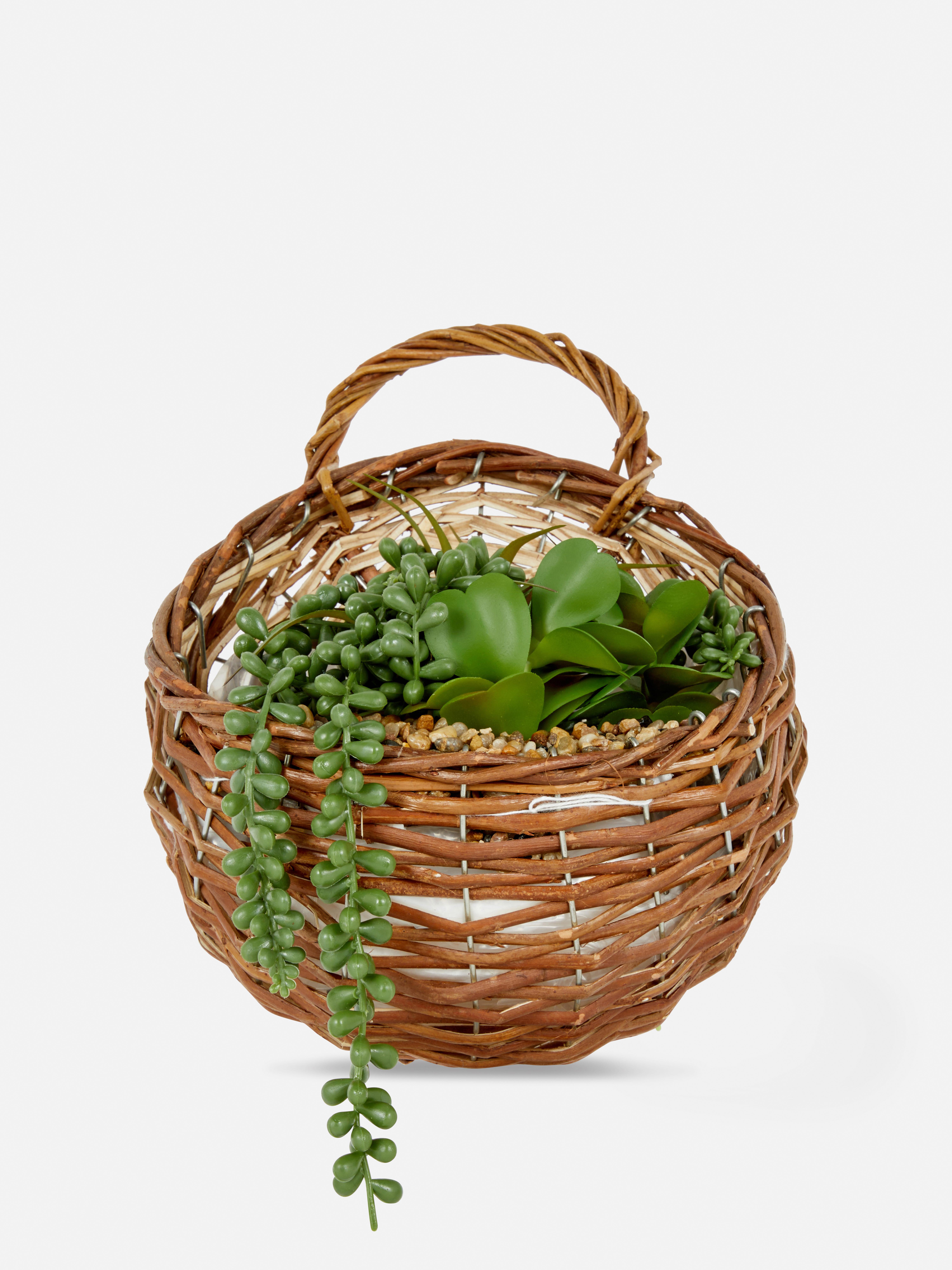 Faux Plant in Large Rattan Basket