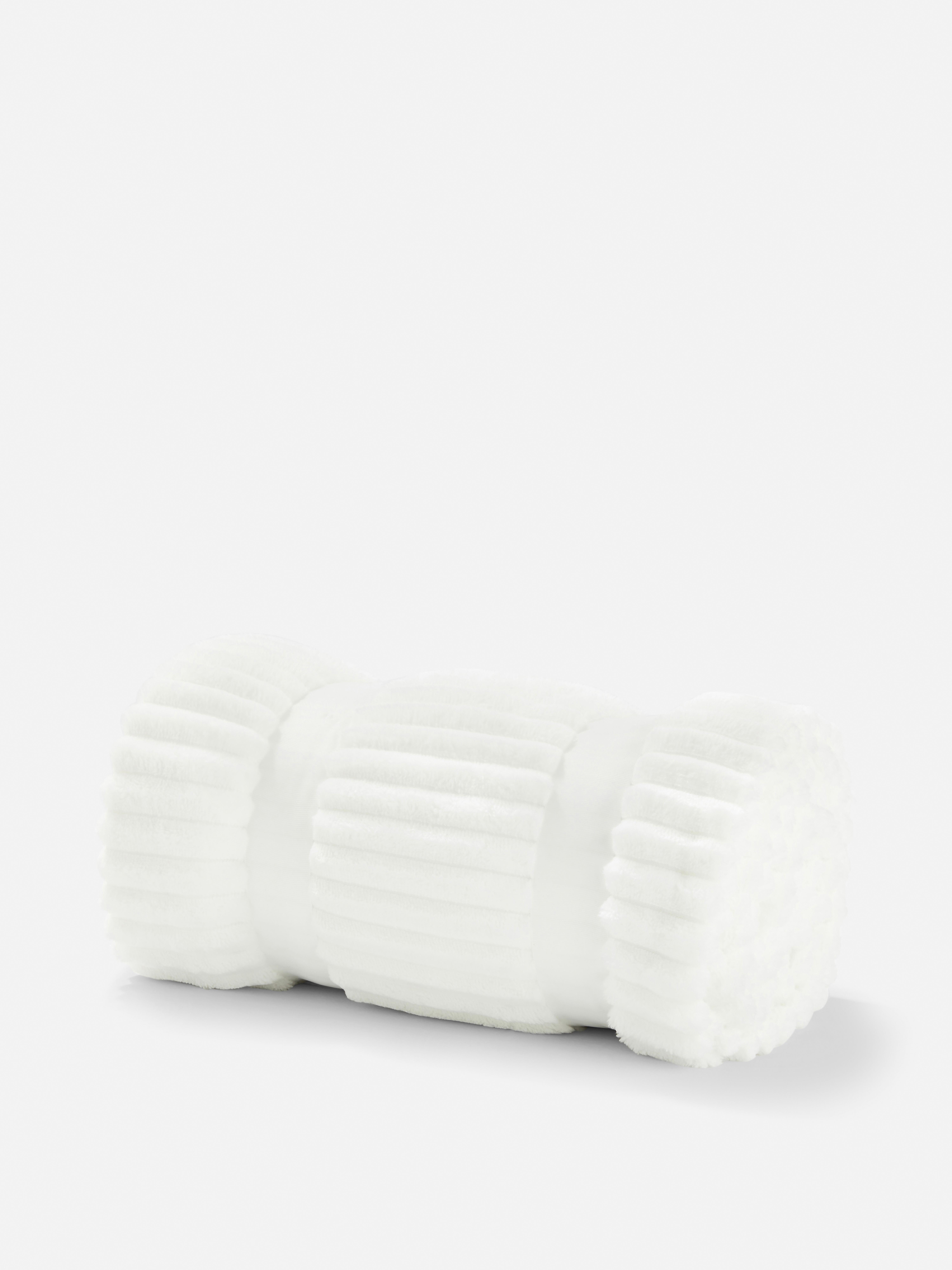 Cream Large Soft Ribbed Throw Primark