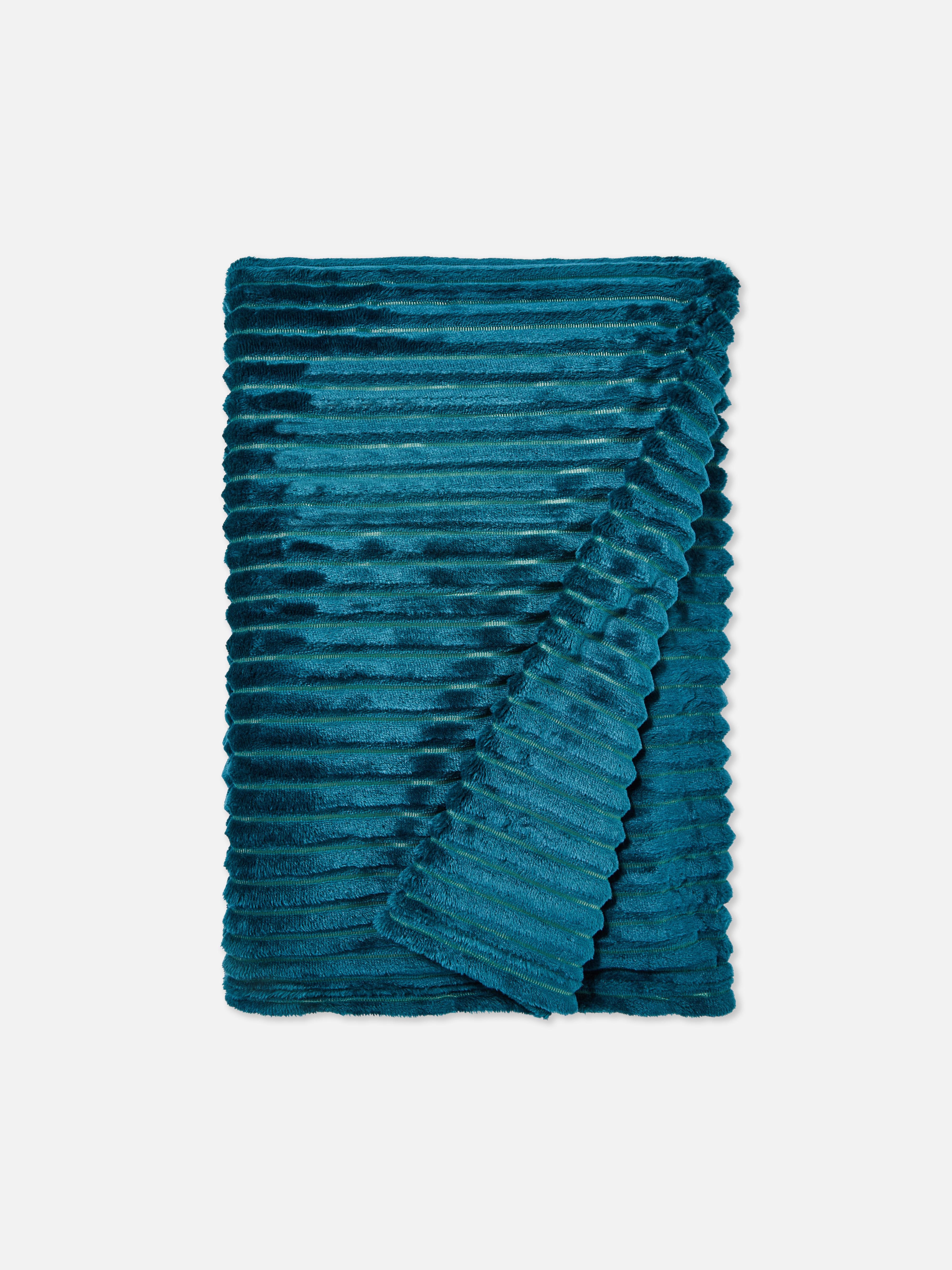 Large Soft Ribbed Throw Teal