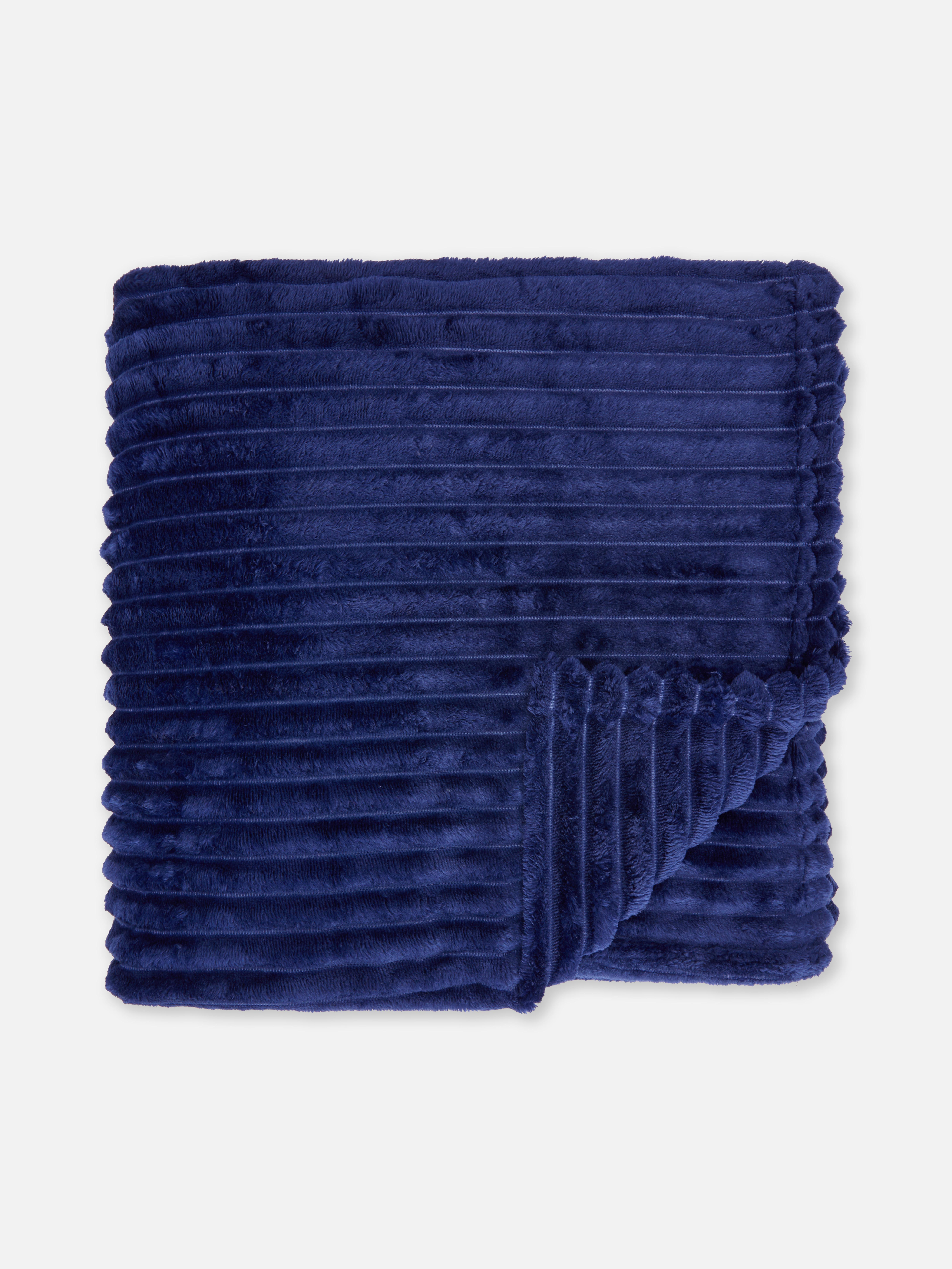 Large Soft Ribbed Throw Navy