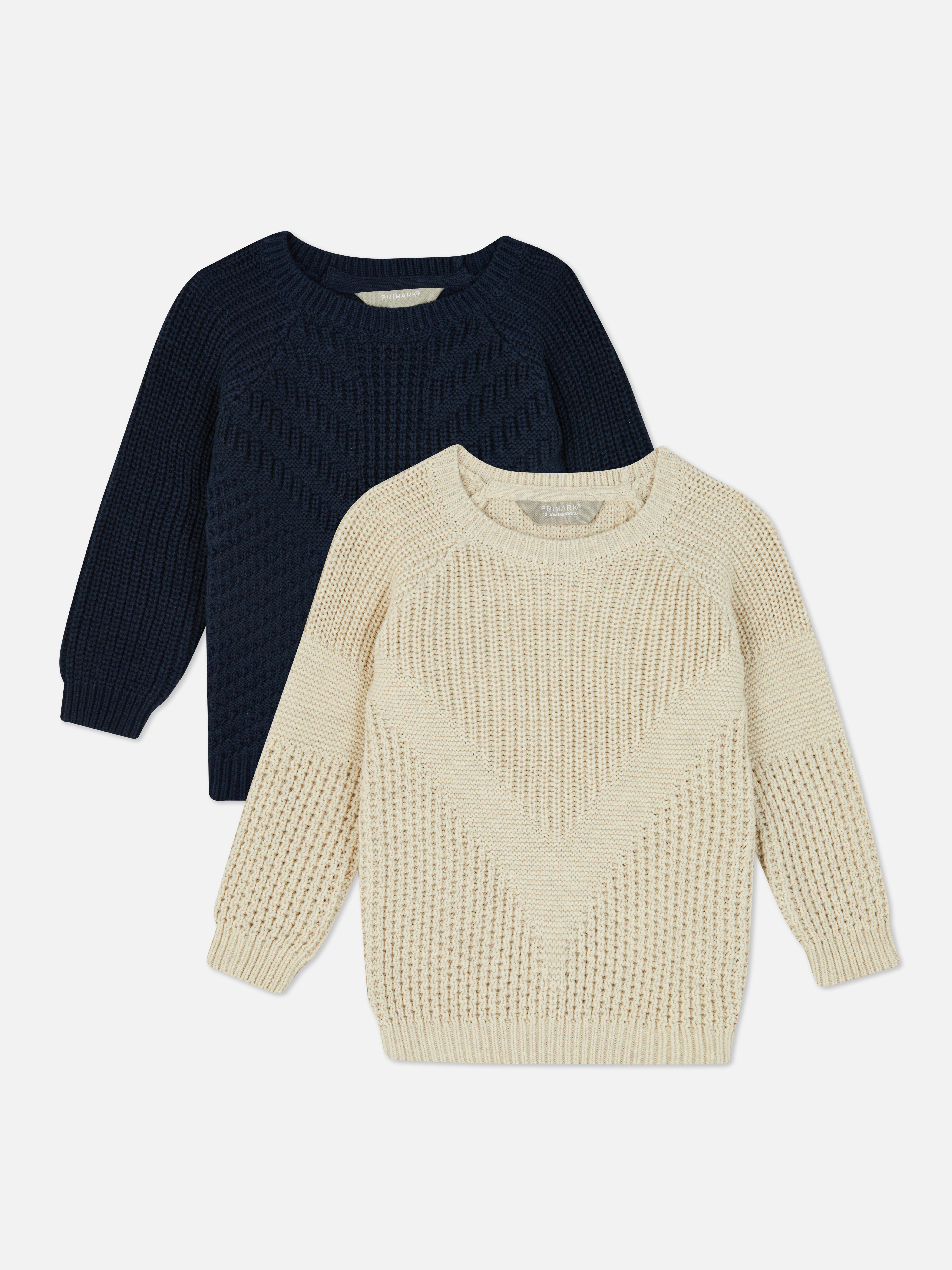 2pk Crew Neck Knitted Jumpers