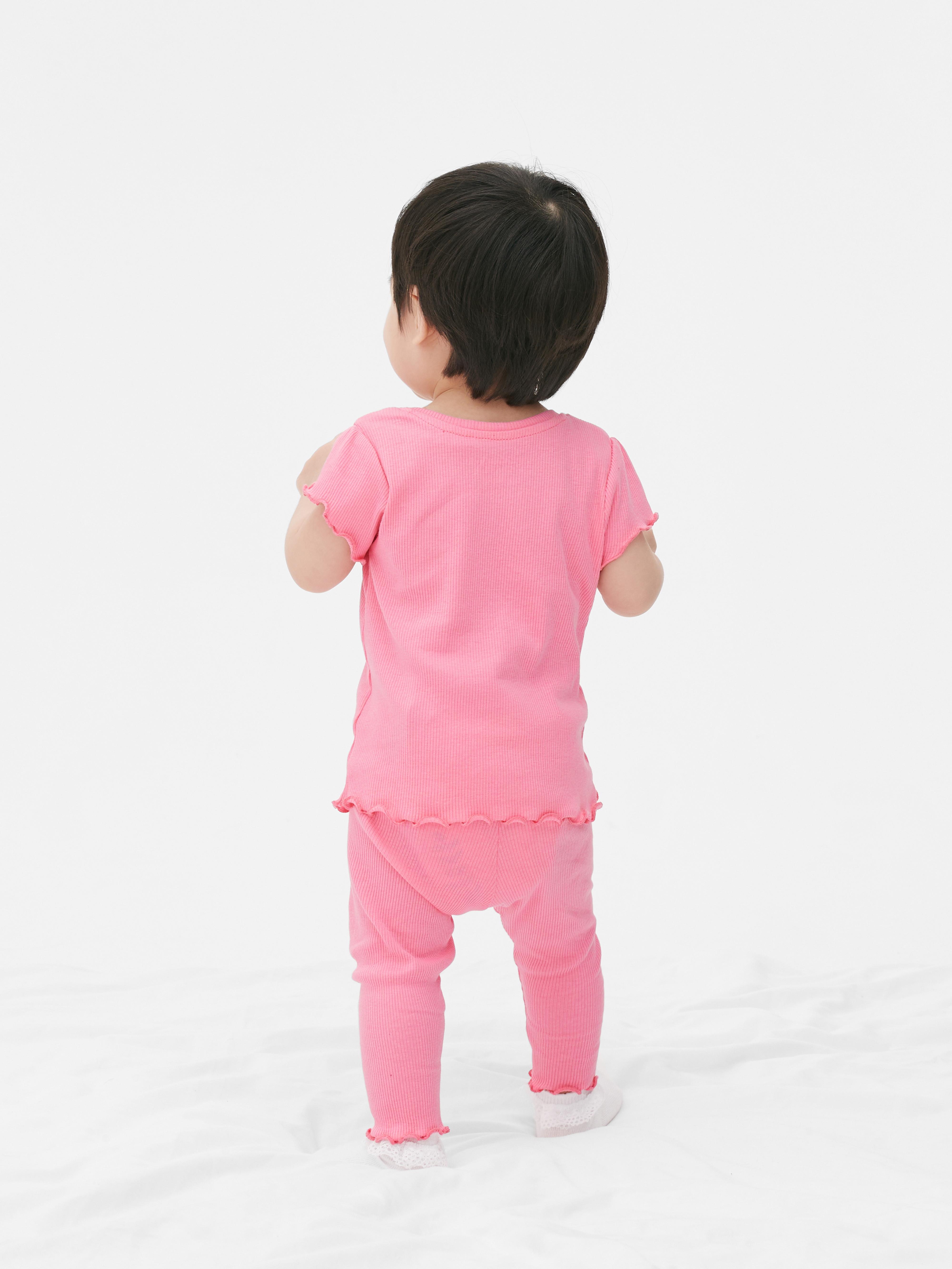 Ribbed Lettuce Hem Short Sleeve T-shirt