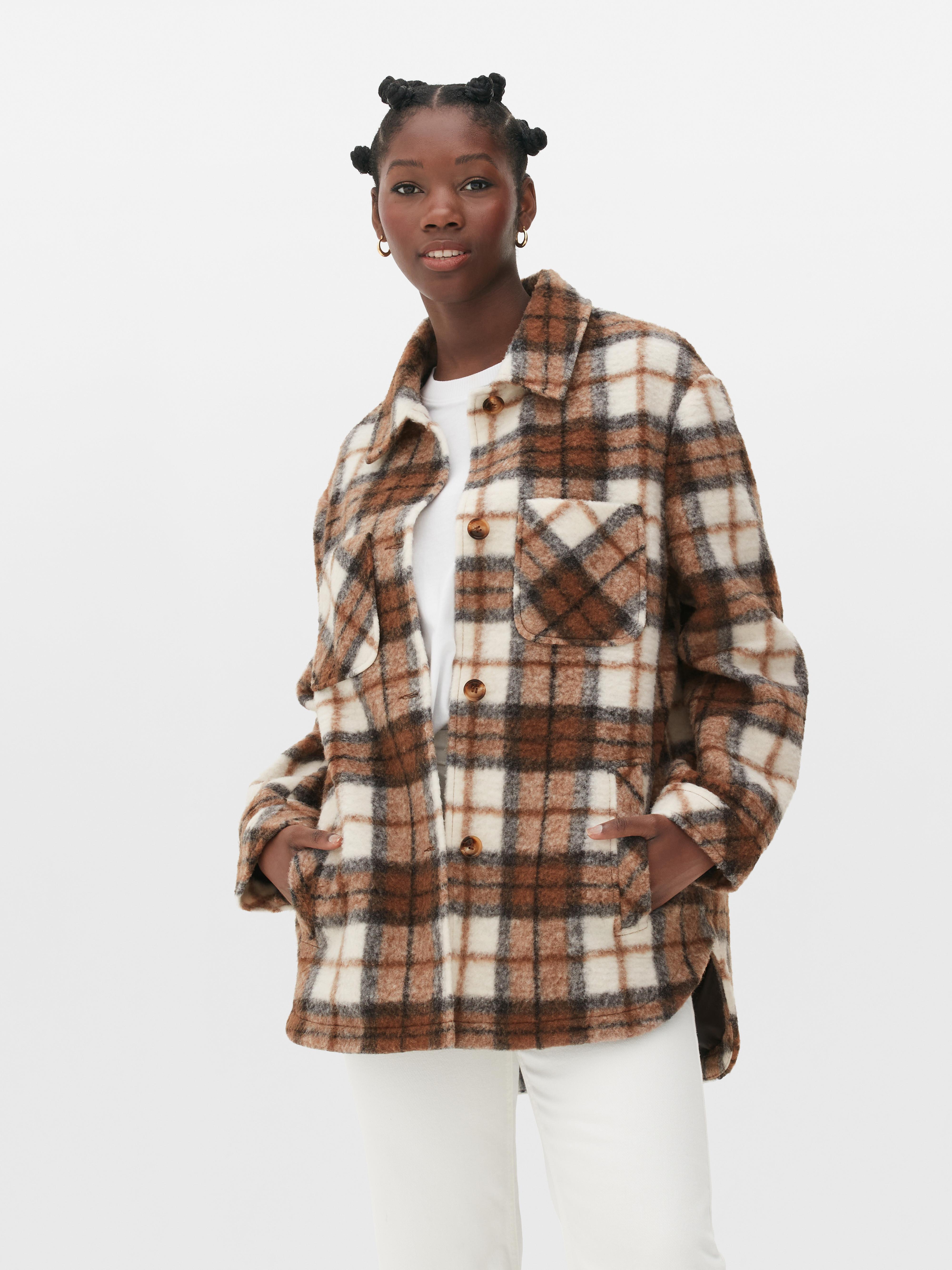 womens checkered shacket