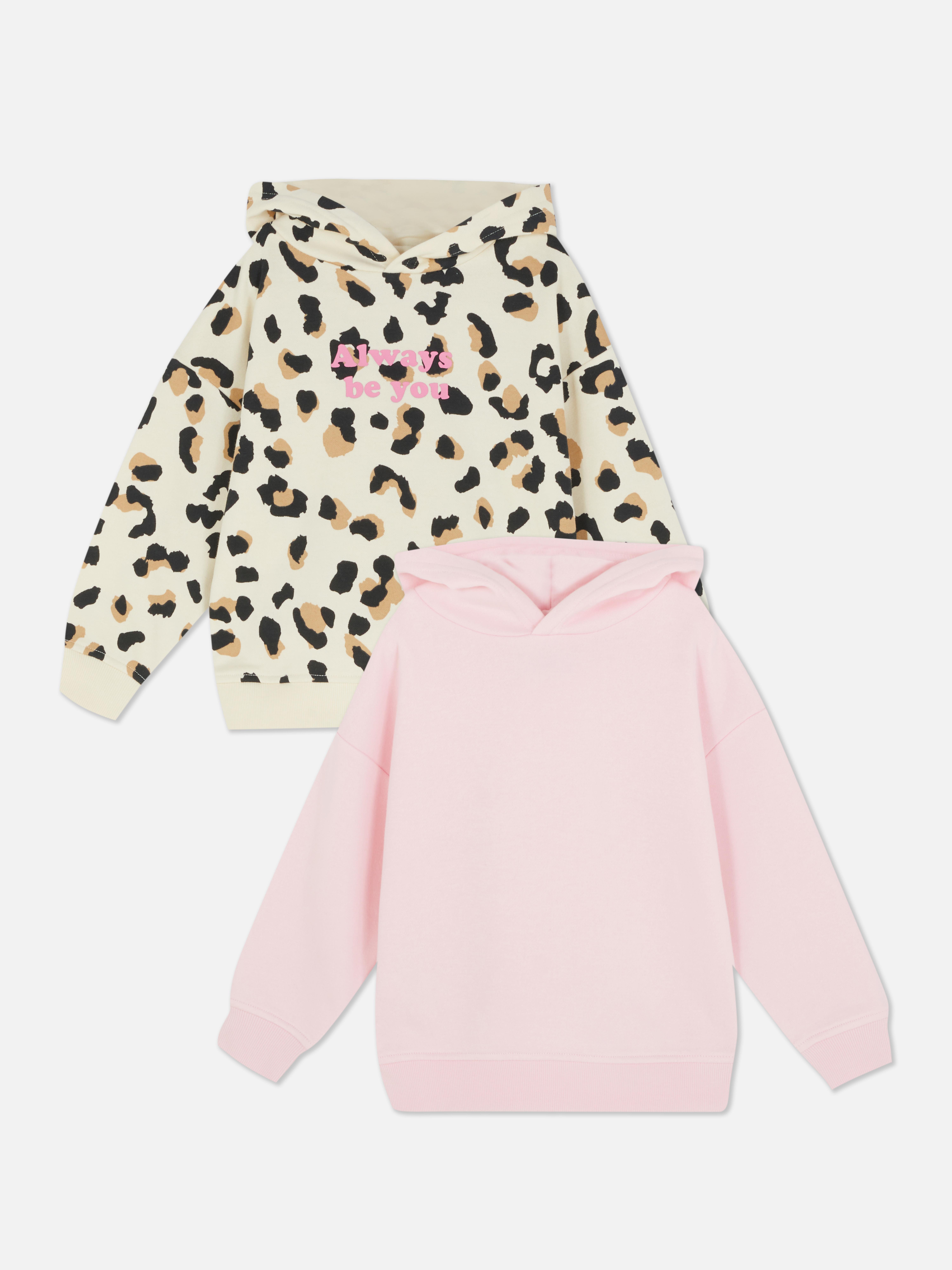 2pk Multi-Design Pullover Hoodies Pink