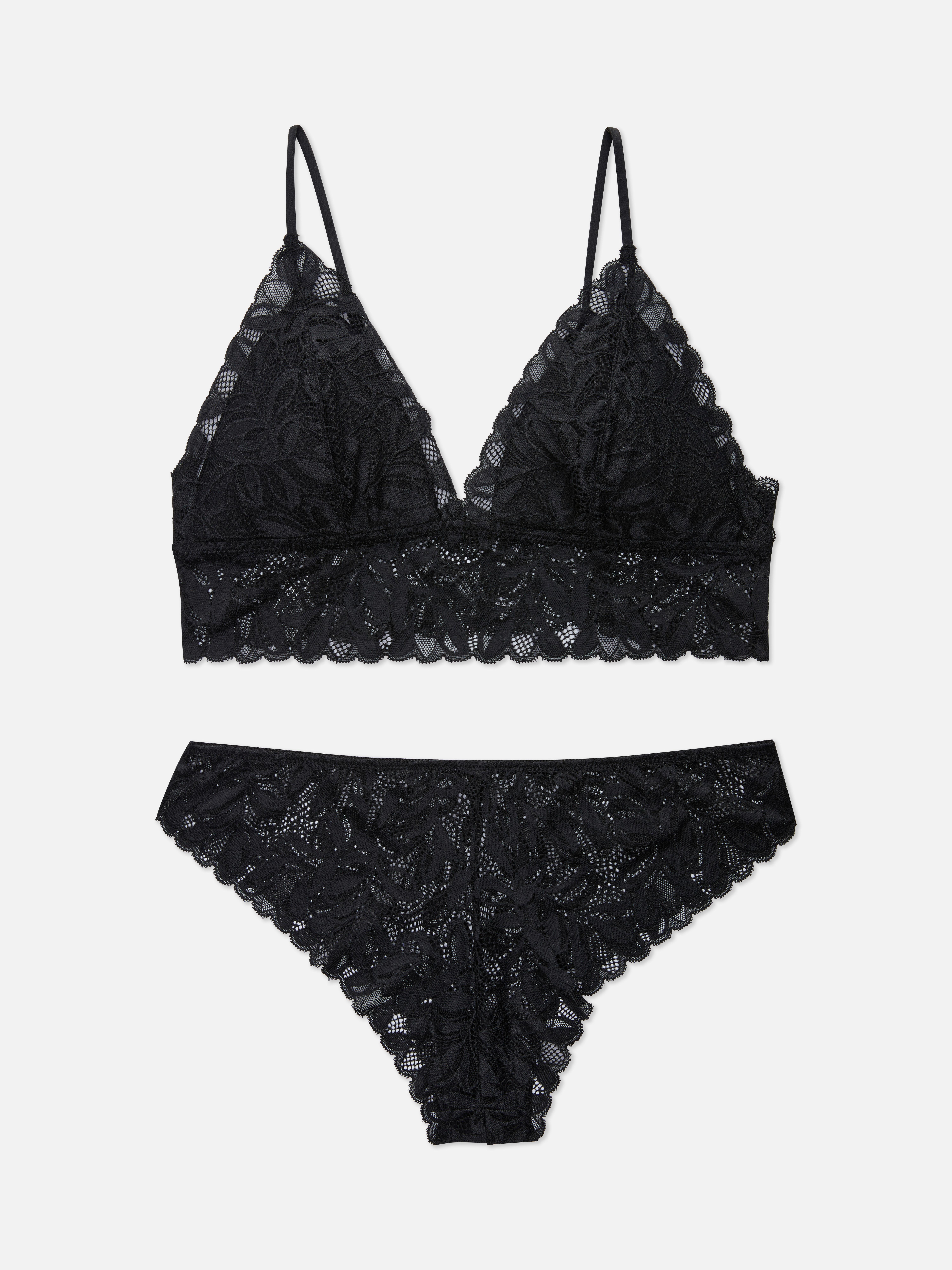 Triangle Lace Bralette and Briefs Set