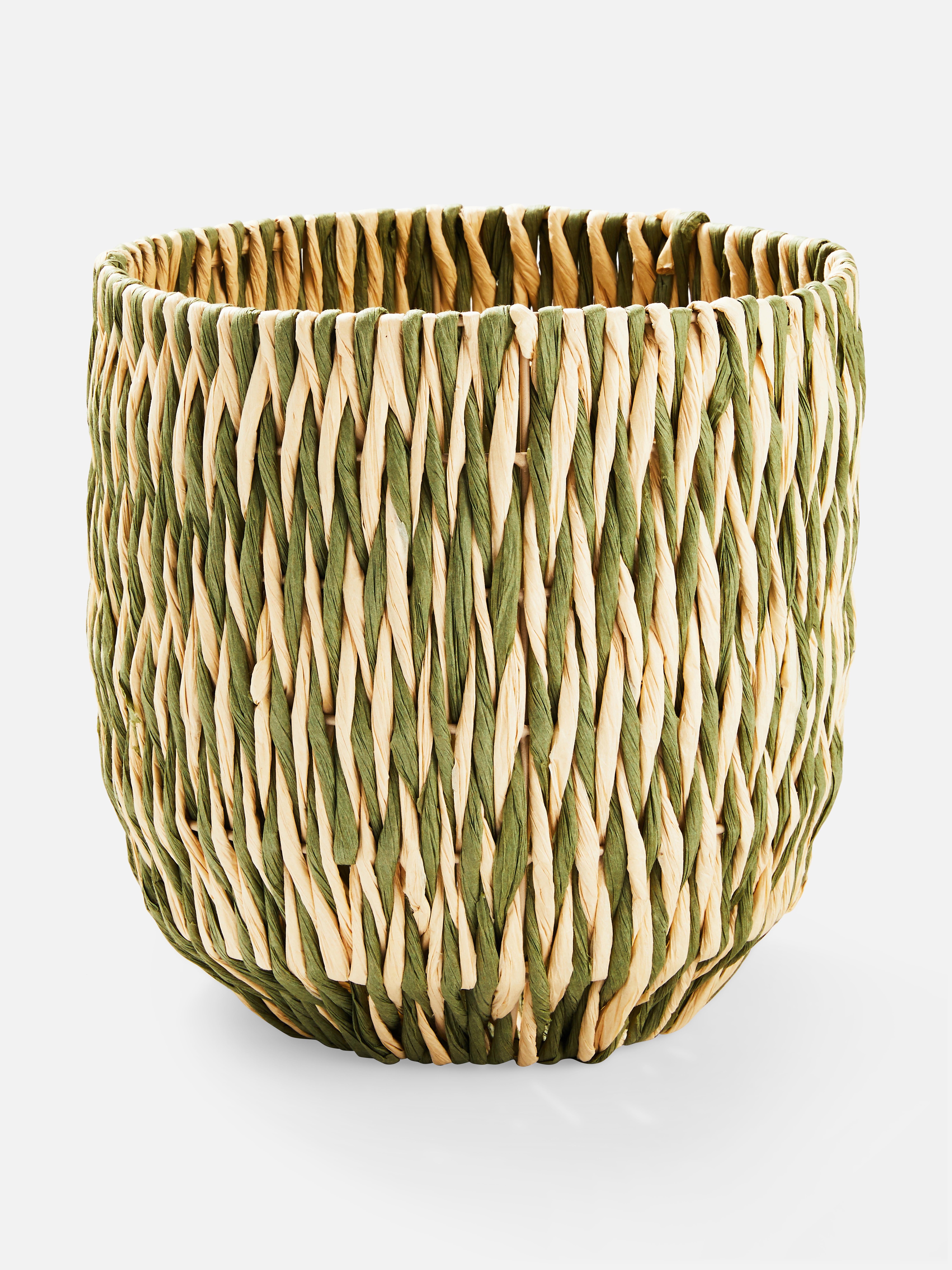 Two Tone Woven Basket Green