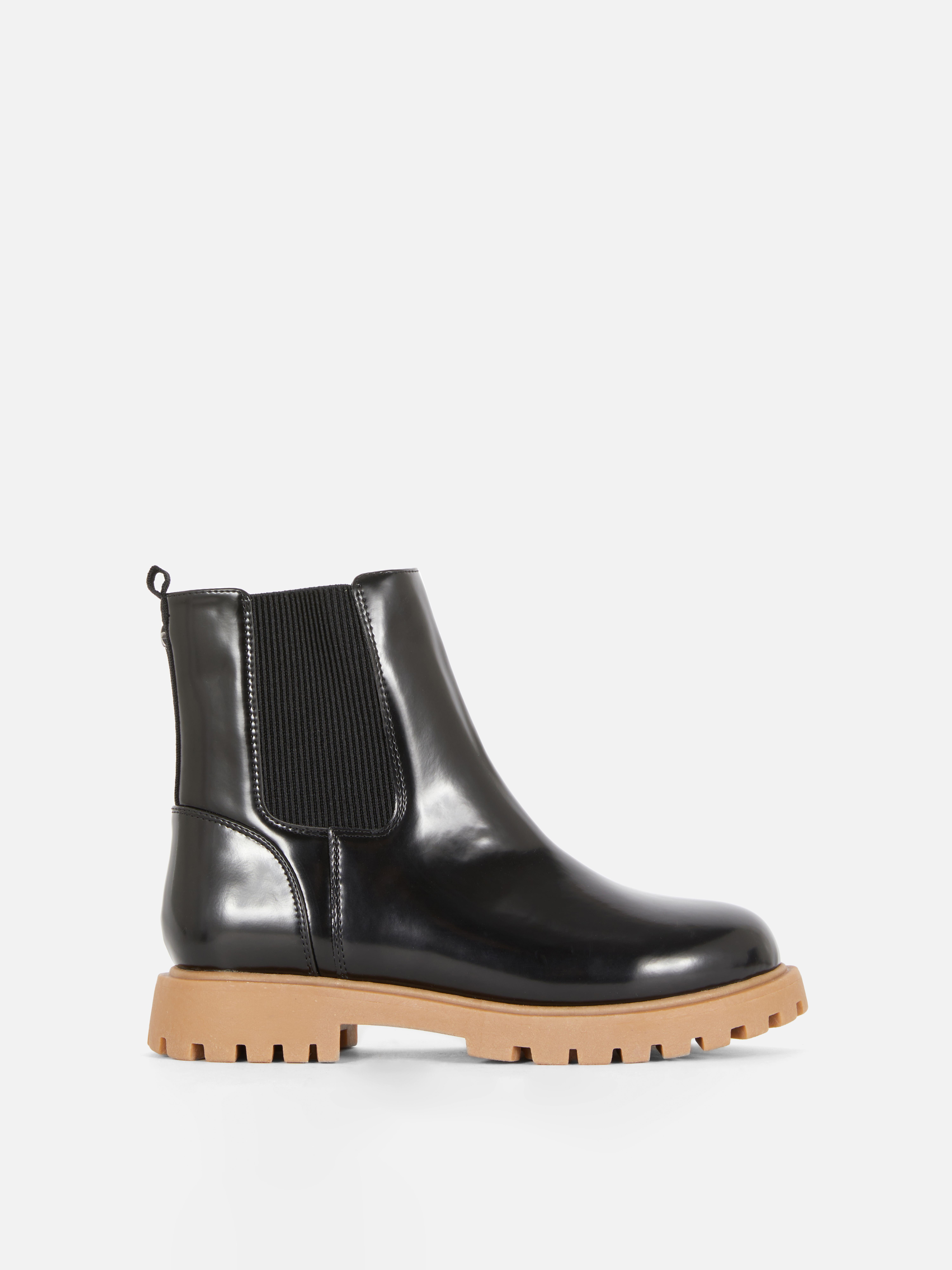 Glossy Chunky Sole Chelsea Boots