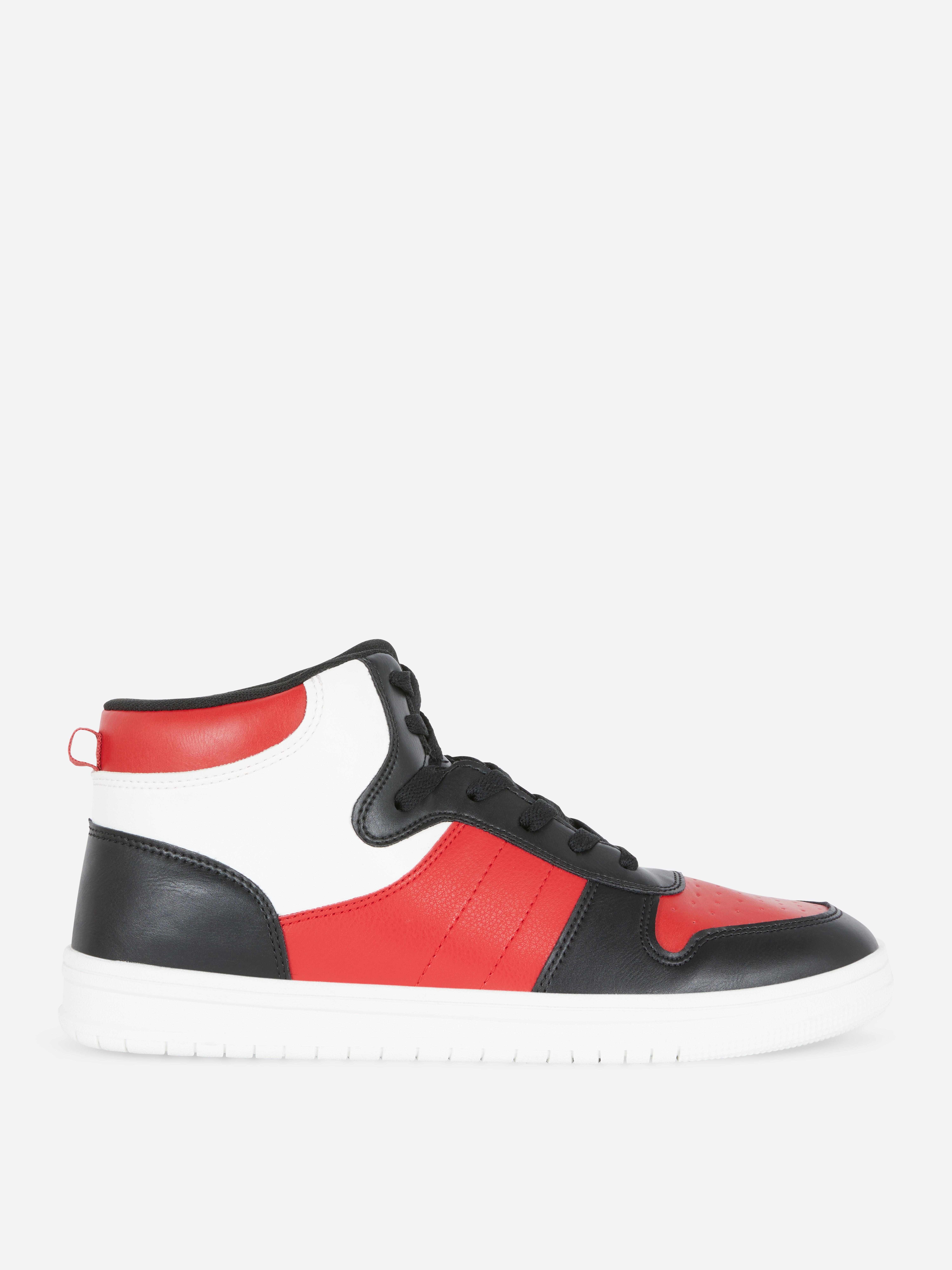 Colour Block High Top Trainers Red
