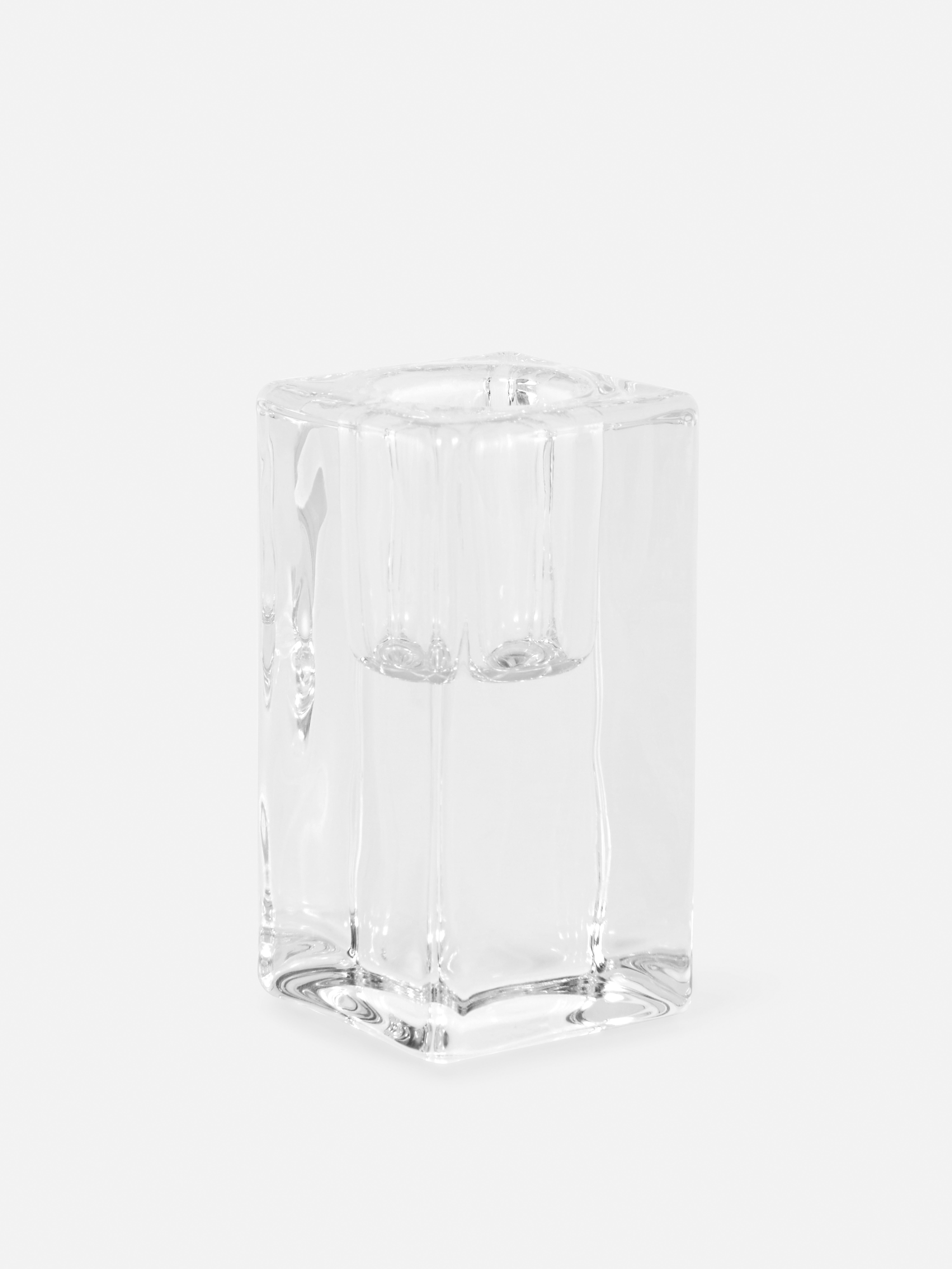Small Glass Cube Candlestick Holder