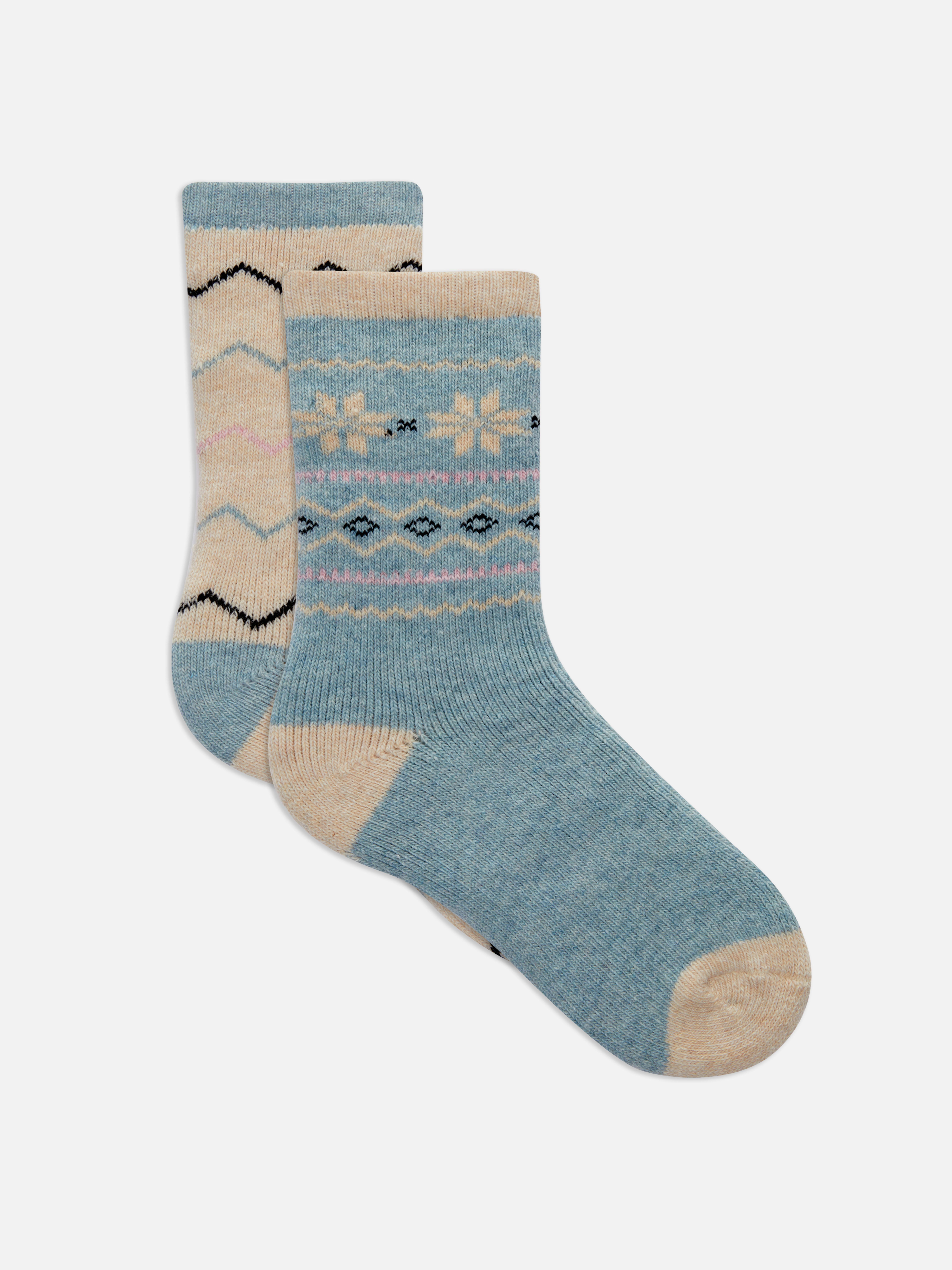 2pk Fair Isle Thermal Socks