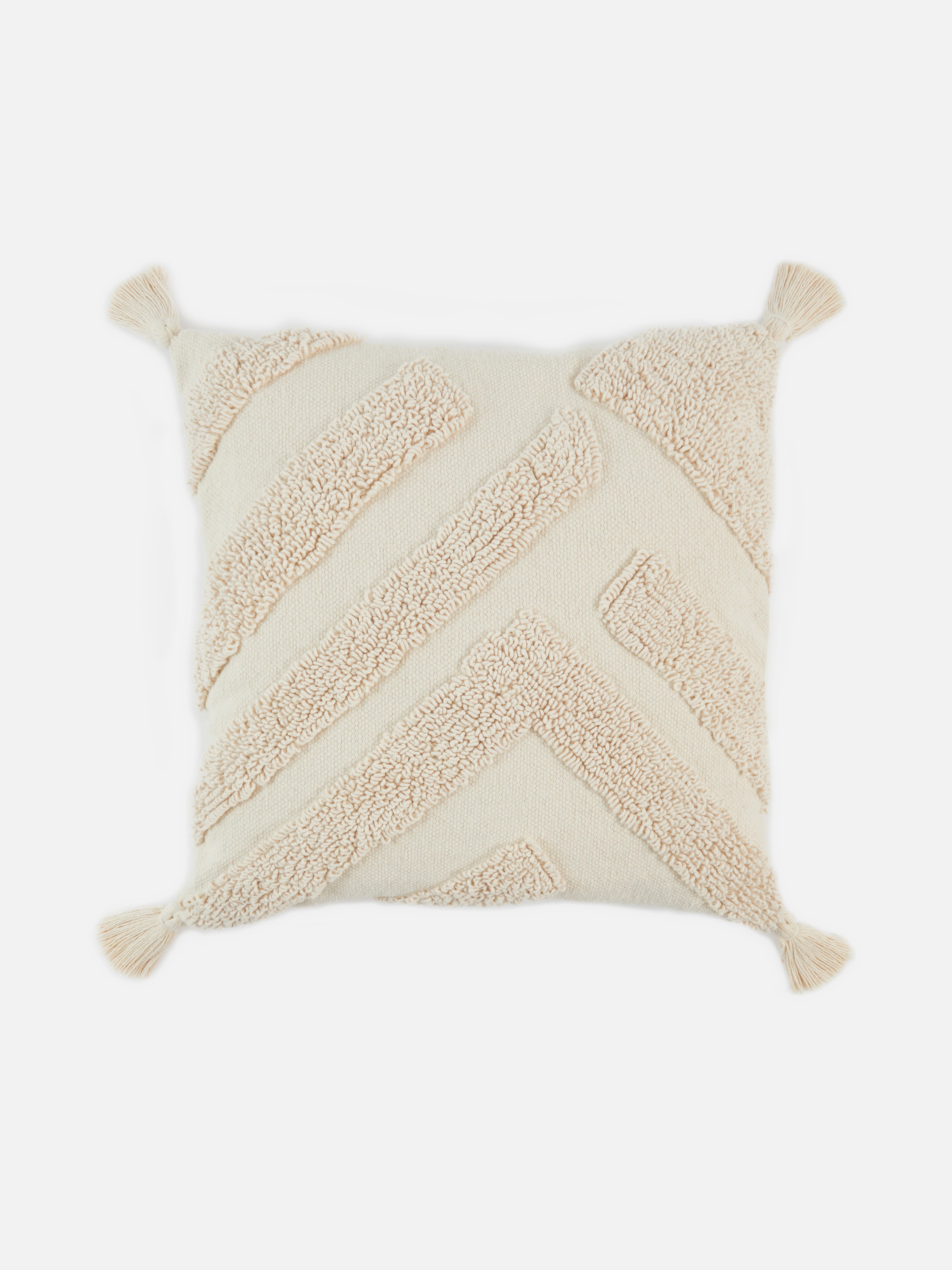 Tufted Square Cushion with Tassels