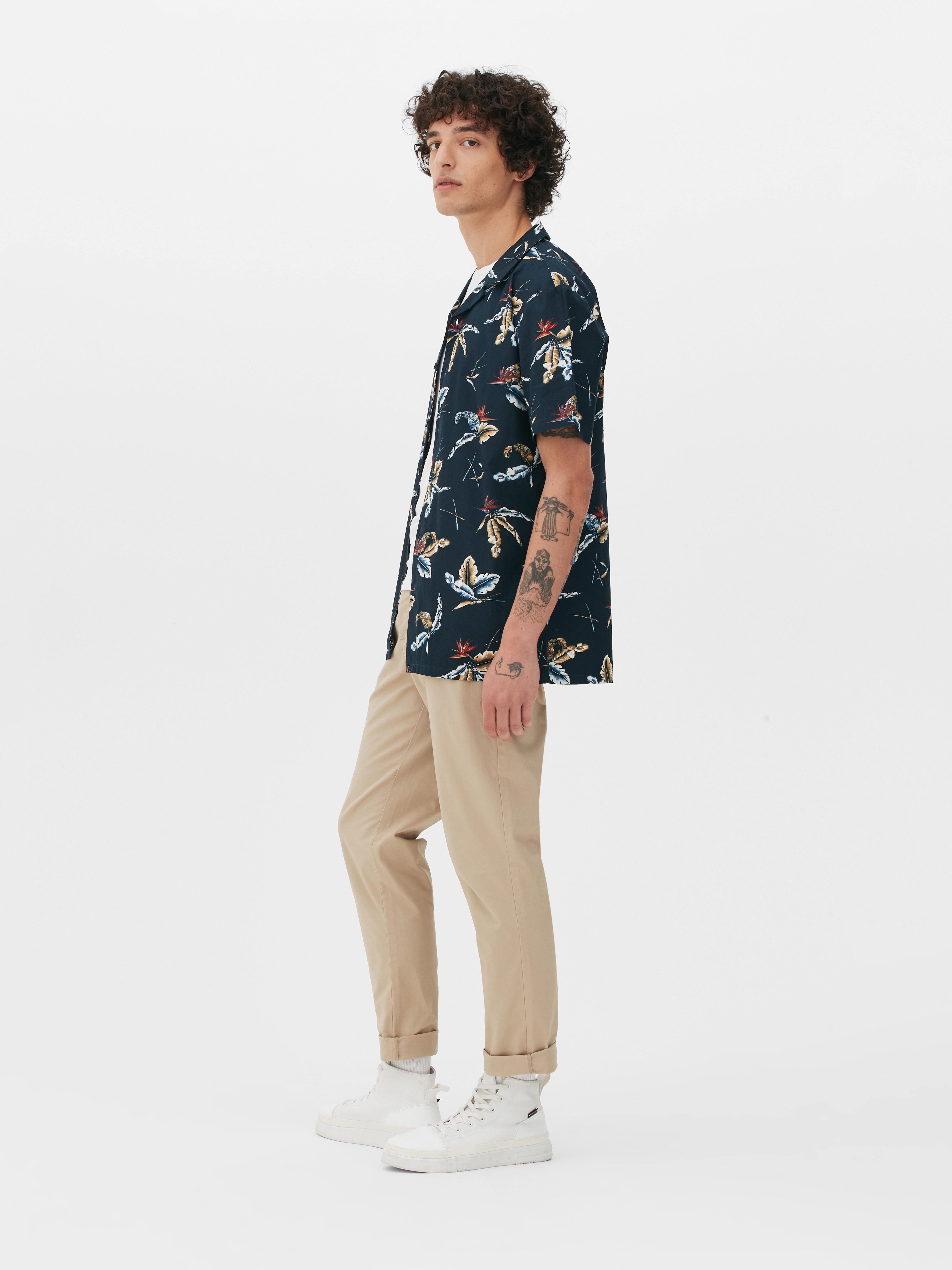 Floral Cotton Short-sleeved Shirt